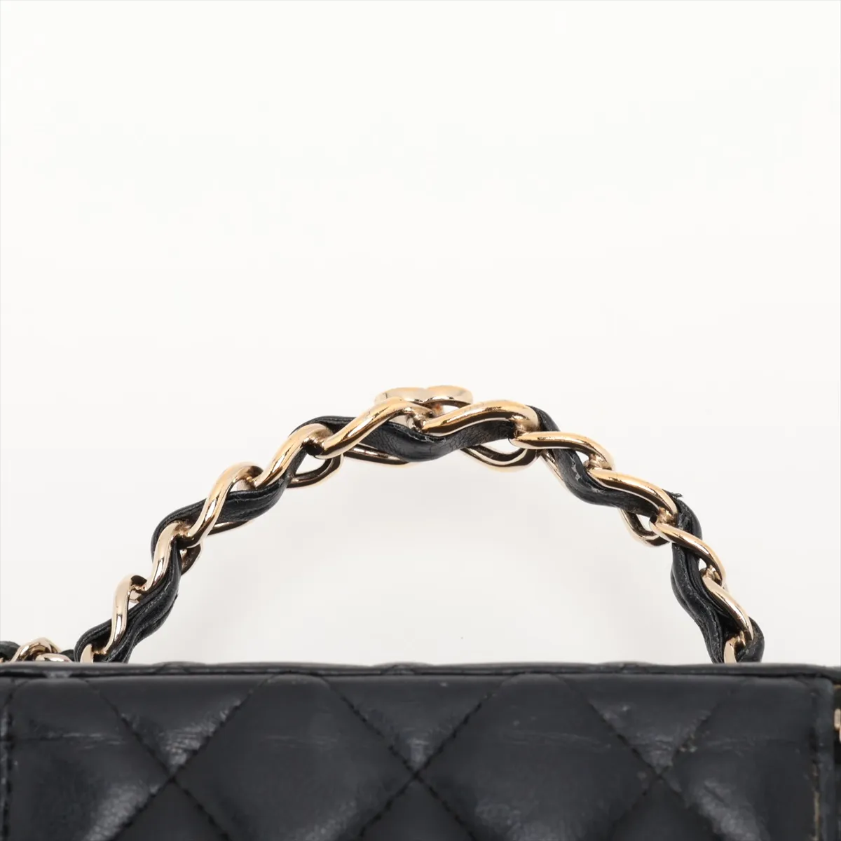 Matelassé Lambskin Vanity Bag, Black with Gold Hardware, P9K55NH8, Random Serial Number — view 6