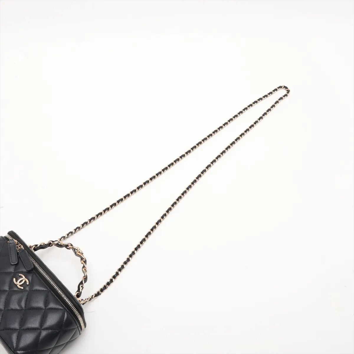 Matelassé Lambskin Vanity Bag, Black with Gold Hardware, P9K55NH8, Random Serial Number — view 7