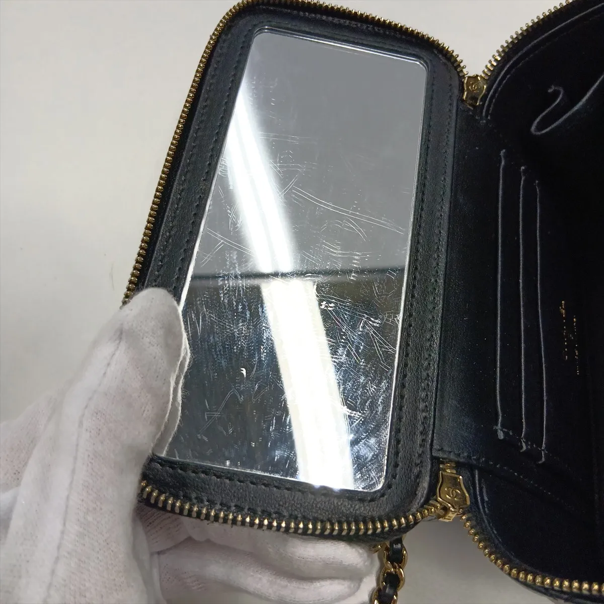 Matelassé Lambskin Vanity Bag, Black with Gold Hardware, P9K55NH8, Random Serial Number — view 10