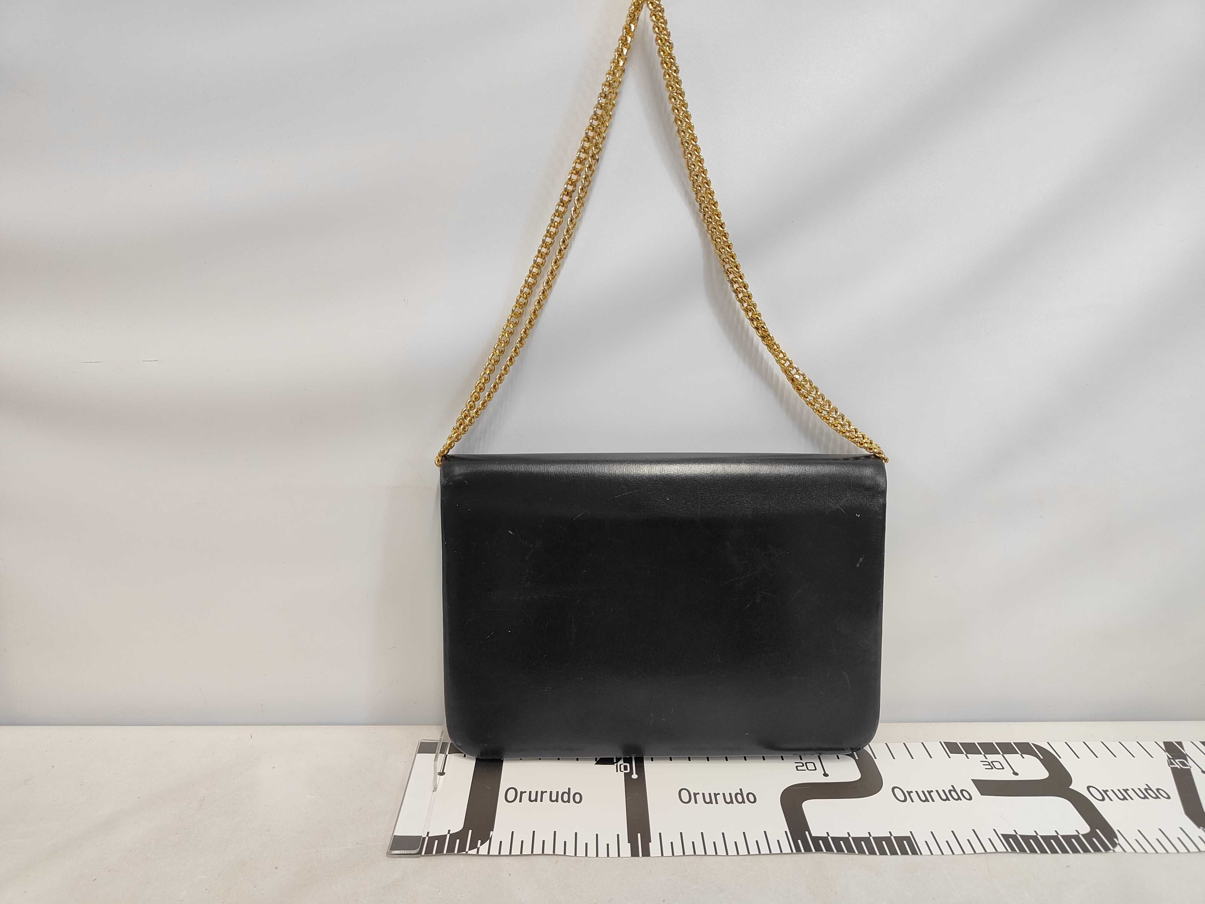 shoulder bag, chain shoulder strap, logo, leather, black shoulder bag — view 2
