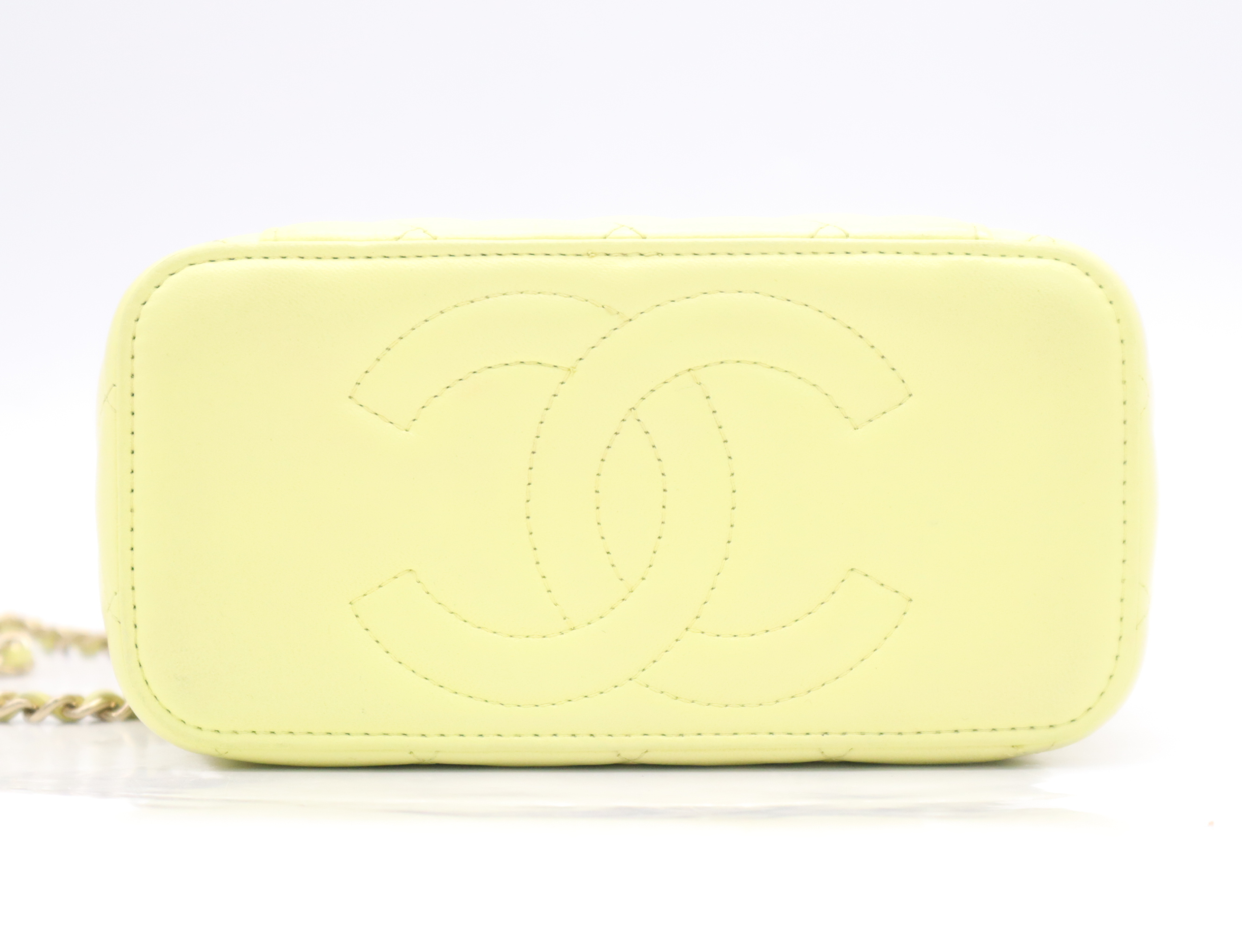 Lambskin Vanity Bag, Yellow, Gold Hardware, with Dust Bag, Handbag — view 4