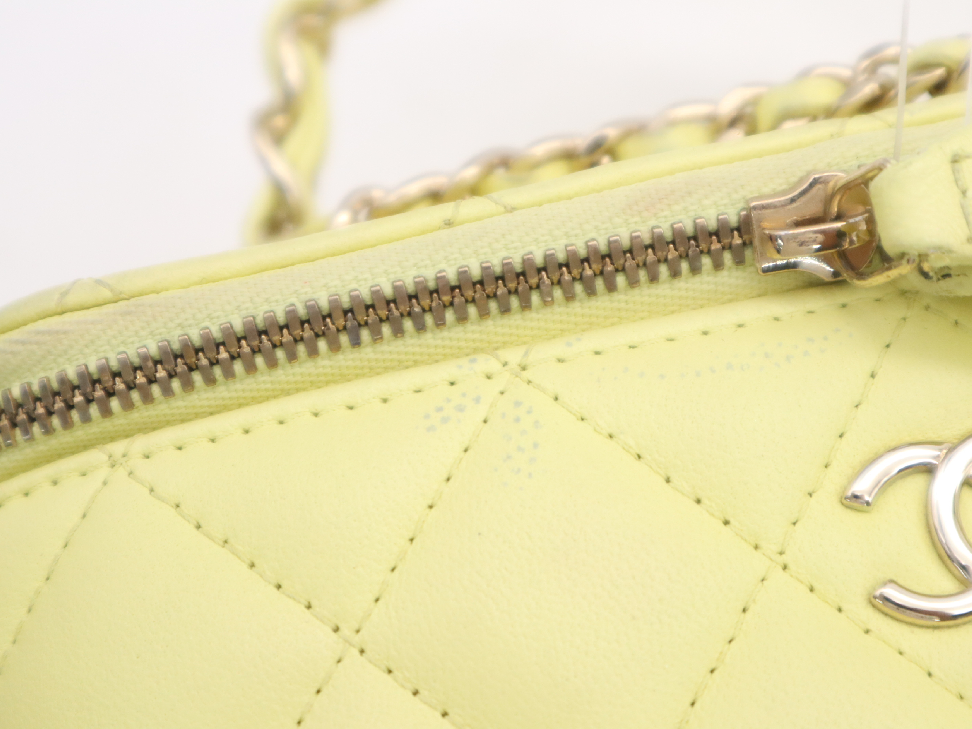 Lambskin Vanity Bag, Yellow, Gold Hardware, with Dust Bag, Handbag — view 10
