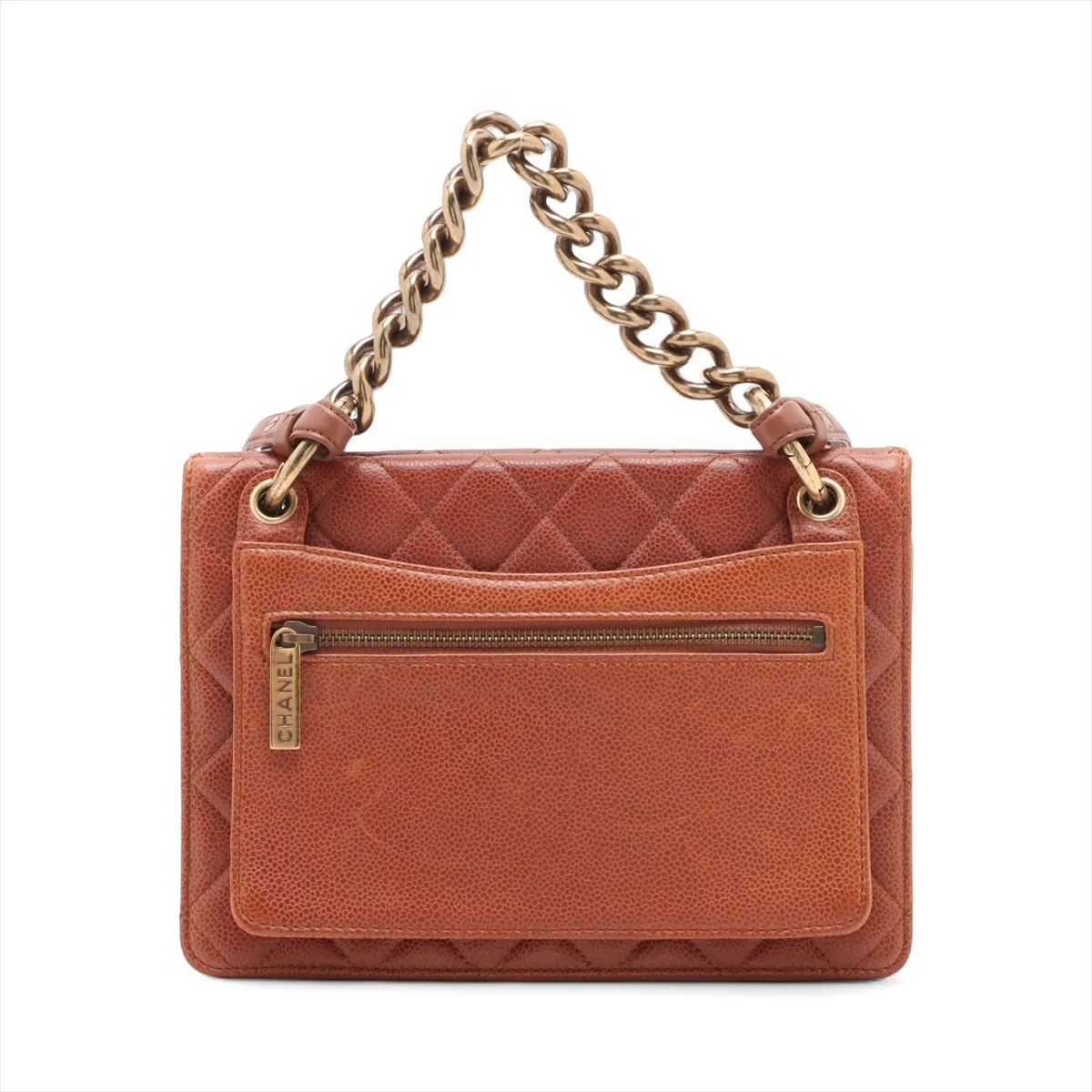 Matelasse caviar skin chain shoulder bag brown gold hardware 18580066 18th series — view 2