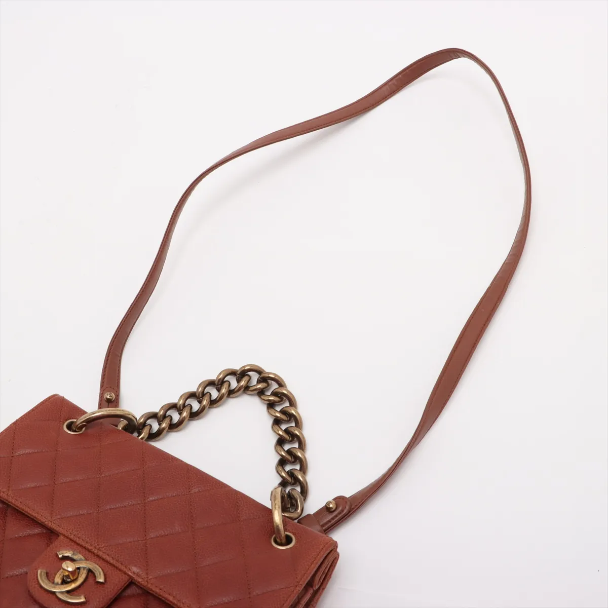Matelasse caviar skin chain shoulder bag brown gold hardware 18580066 18th series — view 5