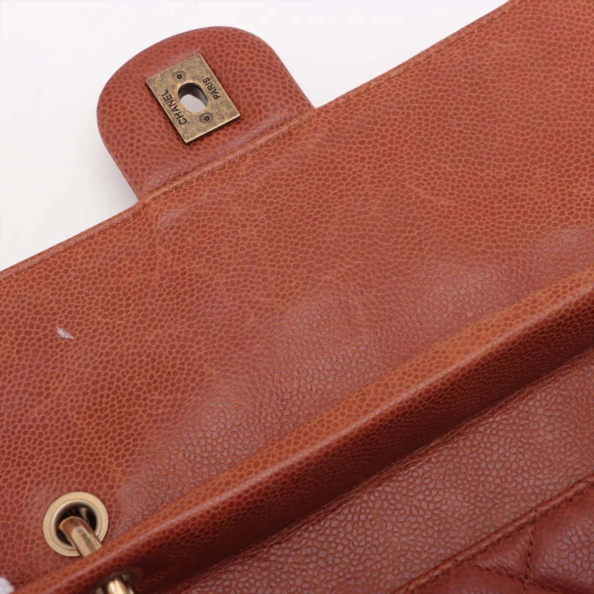 Matelasse caviar skin chain shoulder bag brown gold hardware 18580066 18th series — view 10
