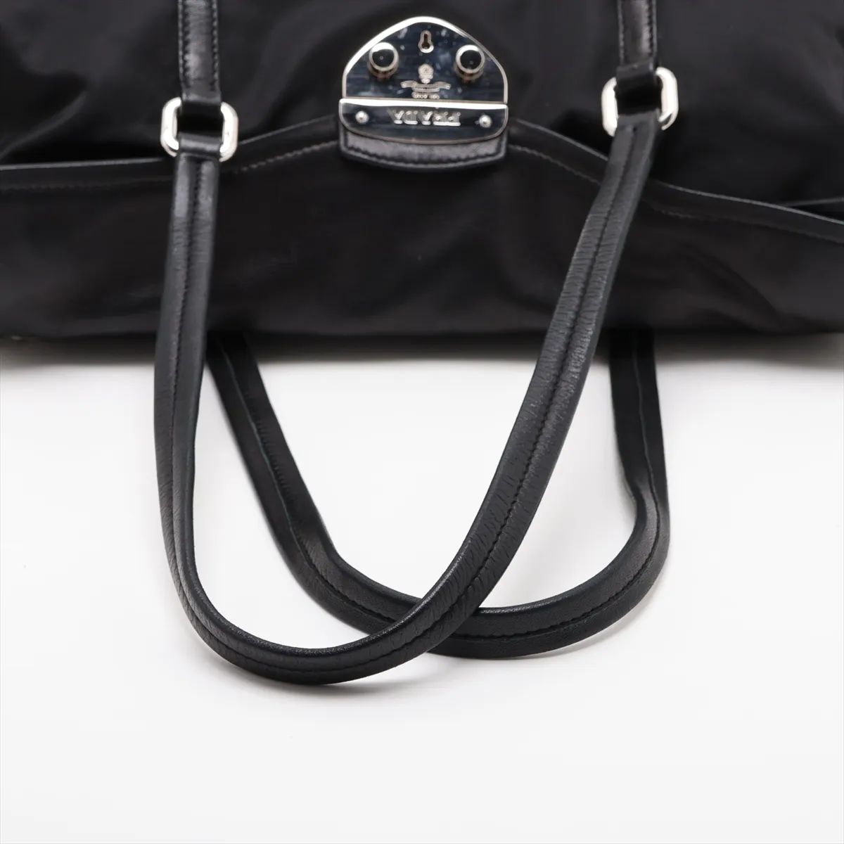 Tessuto Nylon x Leather Handbag, Black — view 5