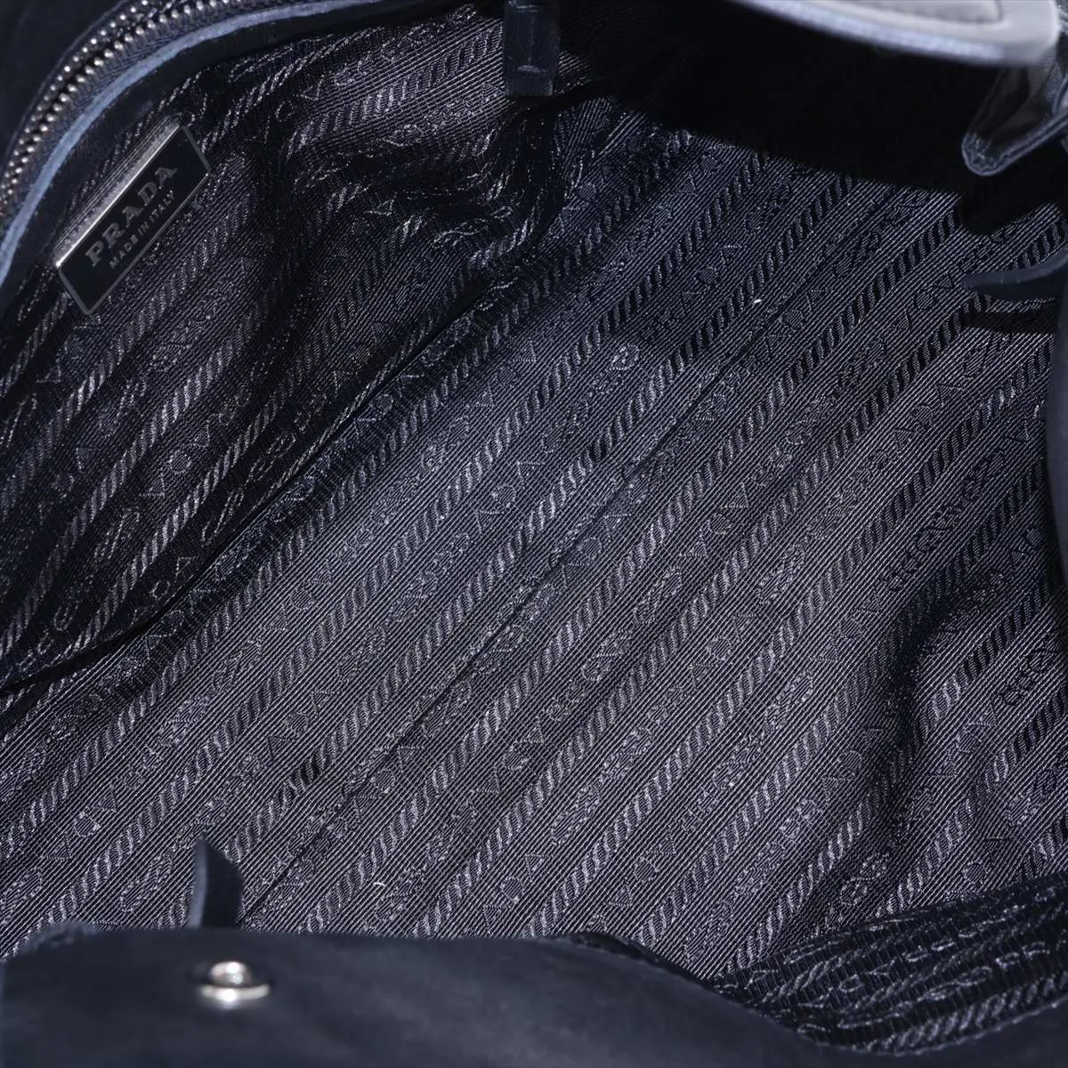 Tessuto Nylon x Leather Handbag, Black — view 7