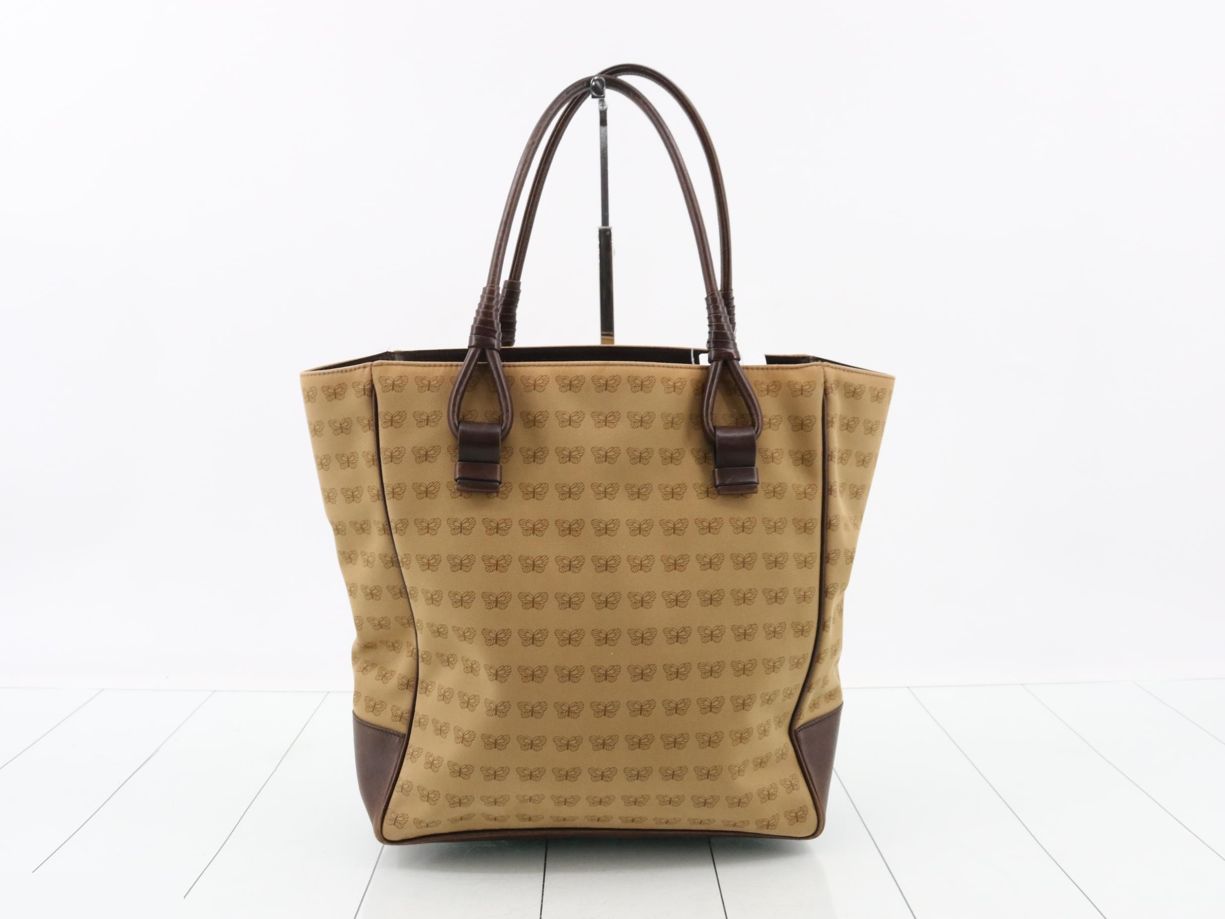 tote bag, butterfly print, canvas/calfskin — view 2