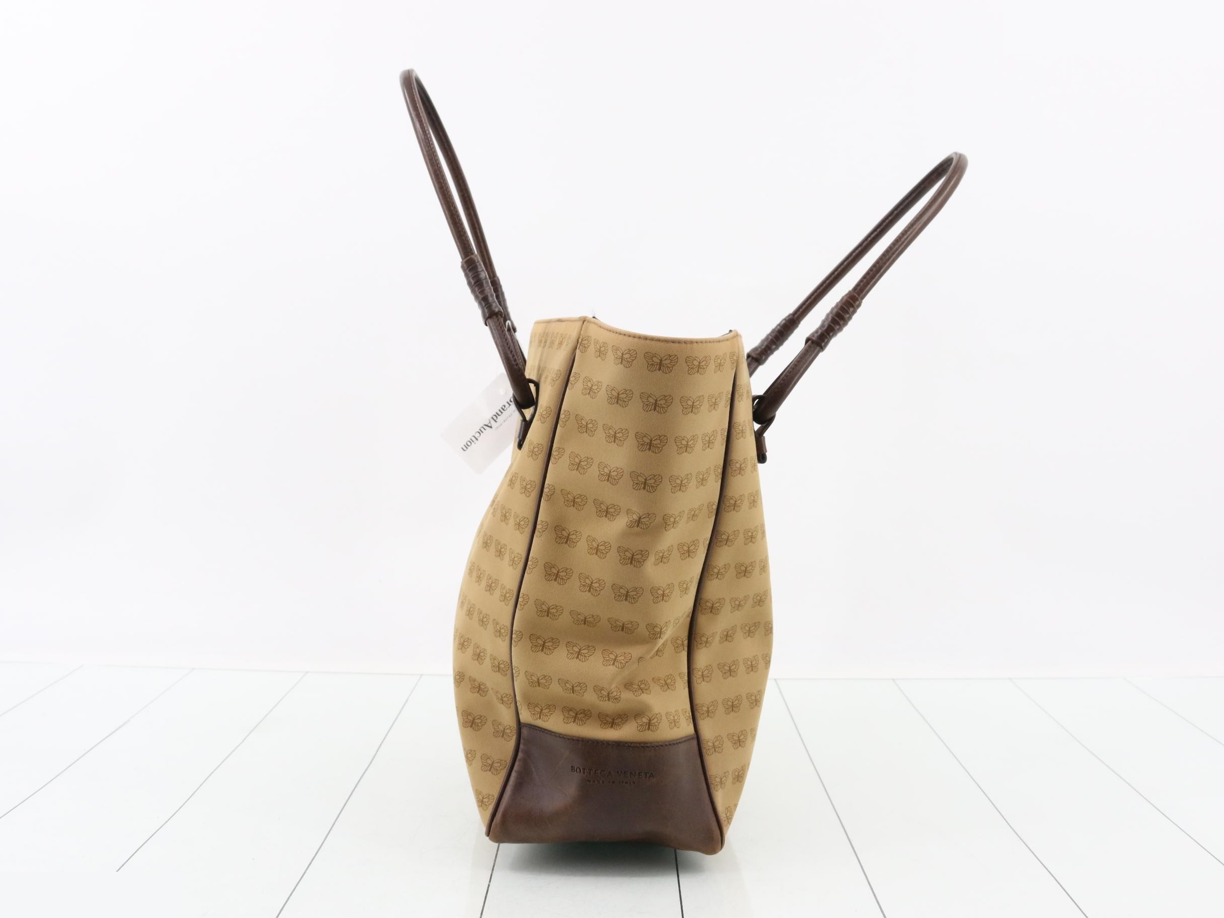 tote bag, butterfly print, canvas/calfskin — view 3