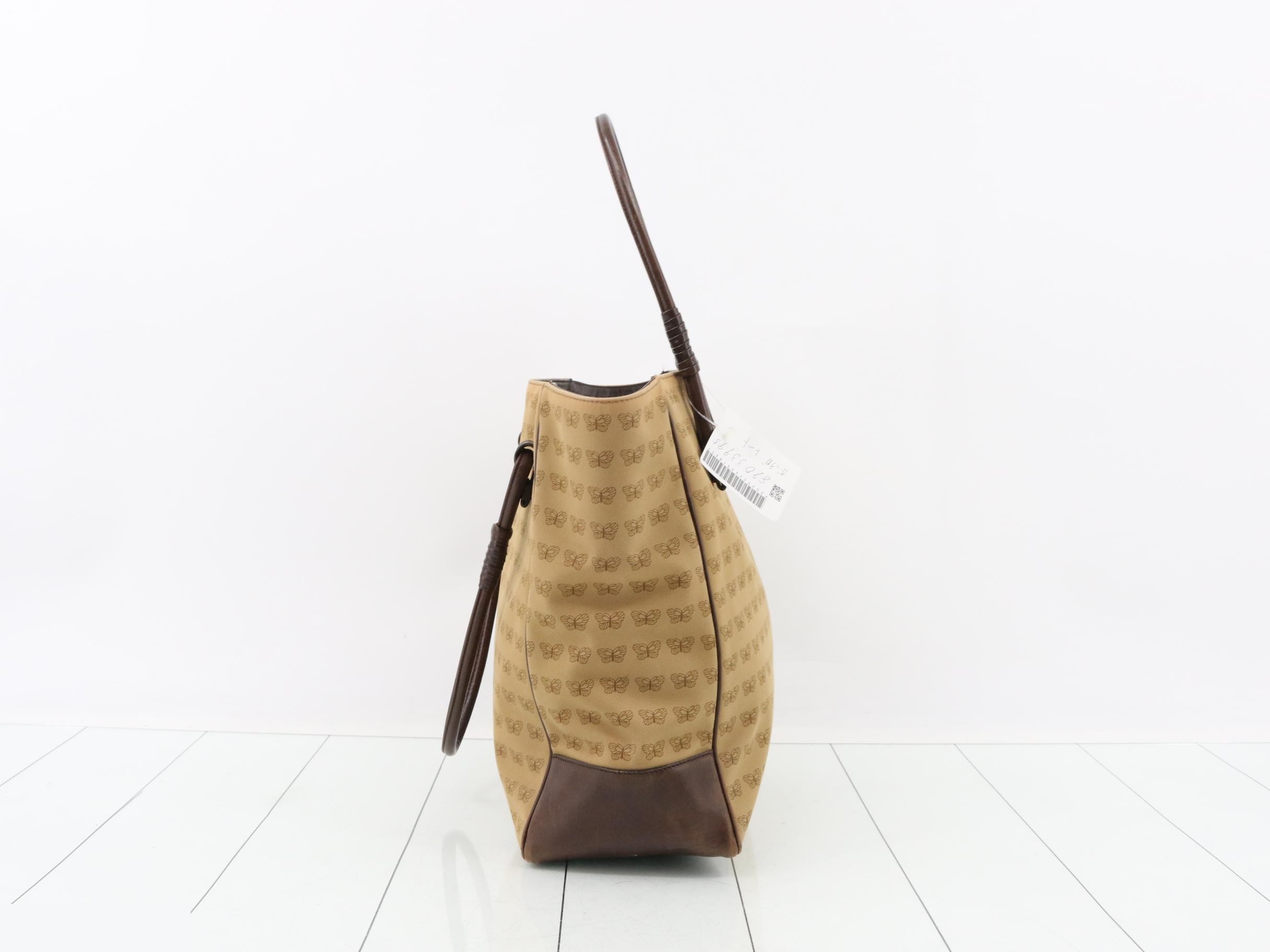 tote bag, butterfly print, canvas/calfskin — view 4