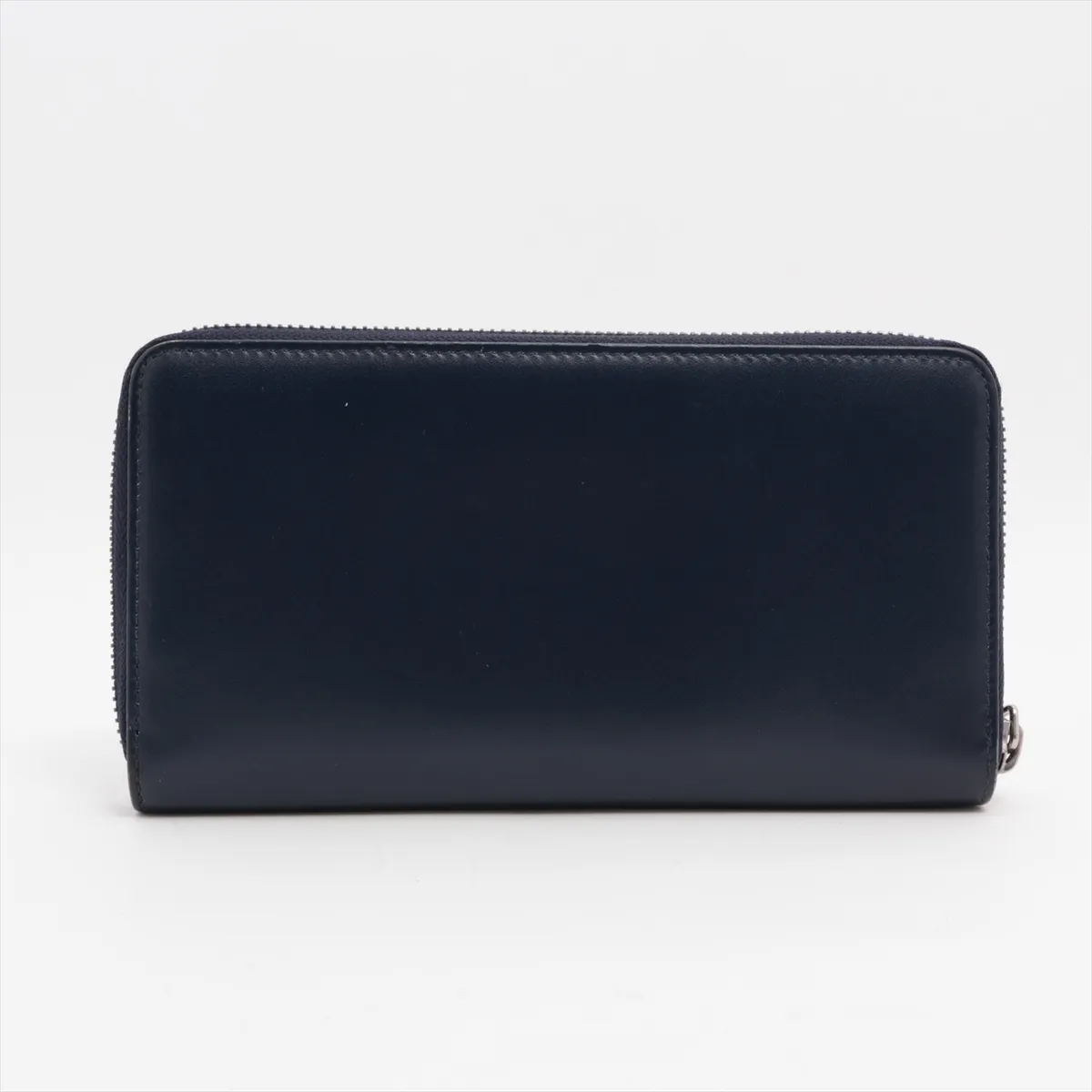 Logo Leather Round Zip Wallet Navy — view 2