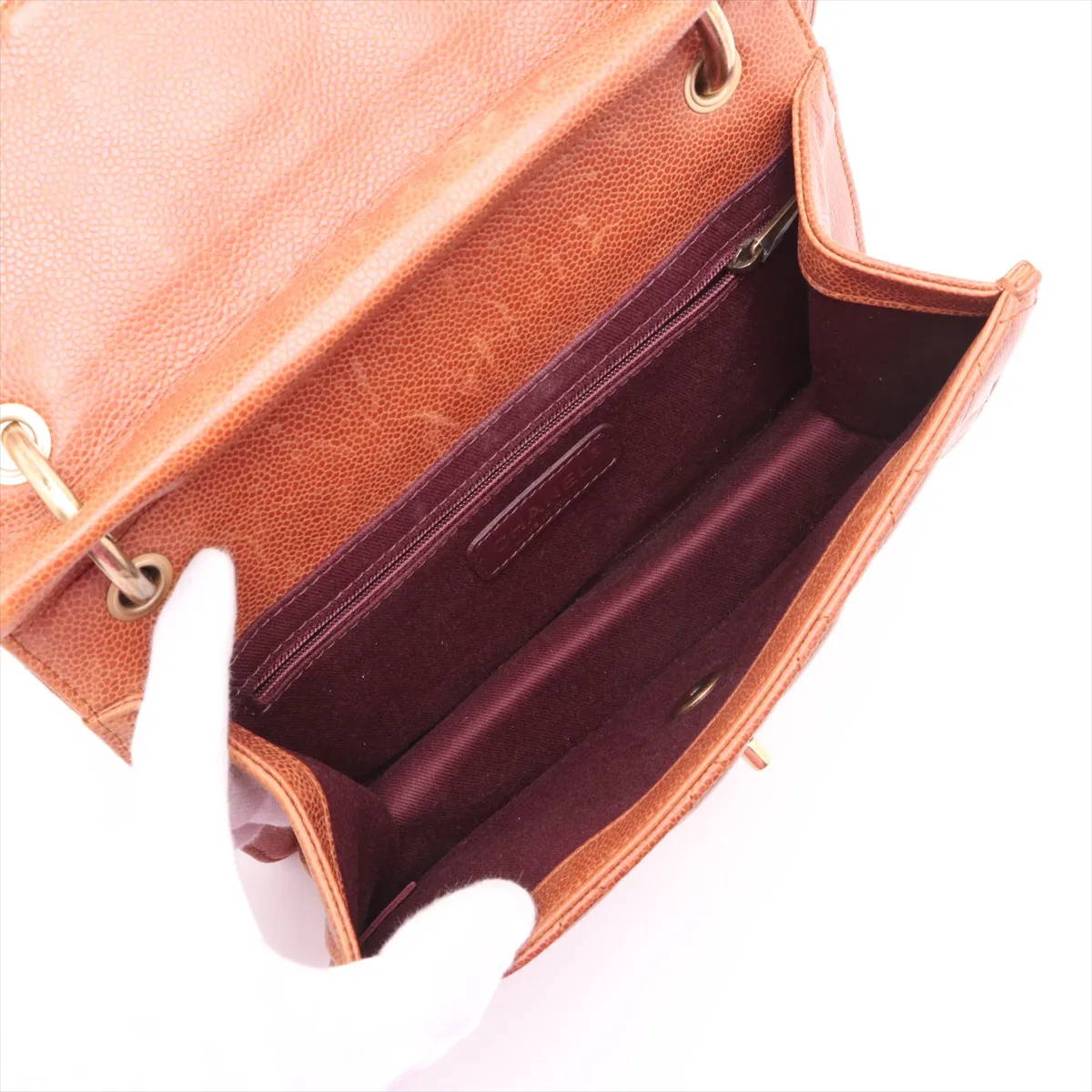 Matelasse caviar skin chain shoulder bag brown gold hardware 18580066 18th series — view 6