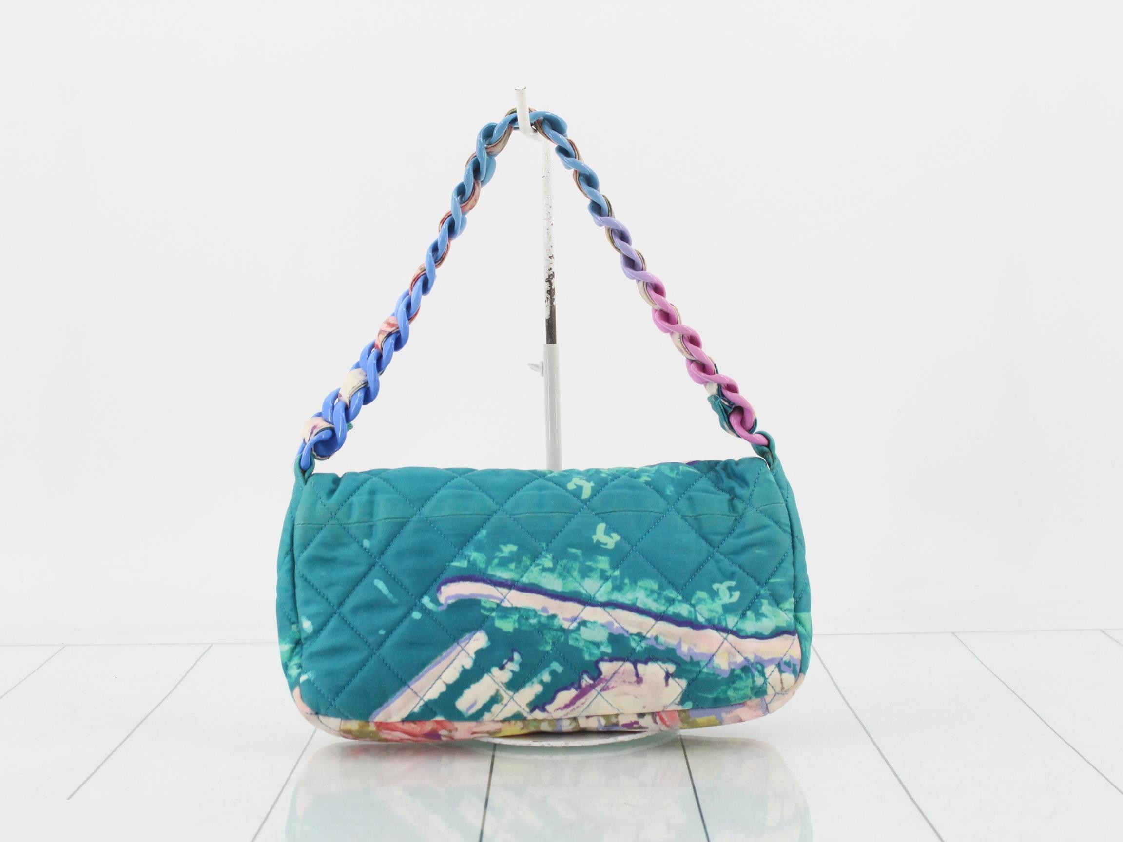 Matelassé Canvas Watercolor Coco Mark Chain One-Shoulder Bag — view 2