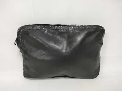 Clutch Bag, Second Bag, Handbag, Leather, Intrecciato, Black.