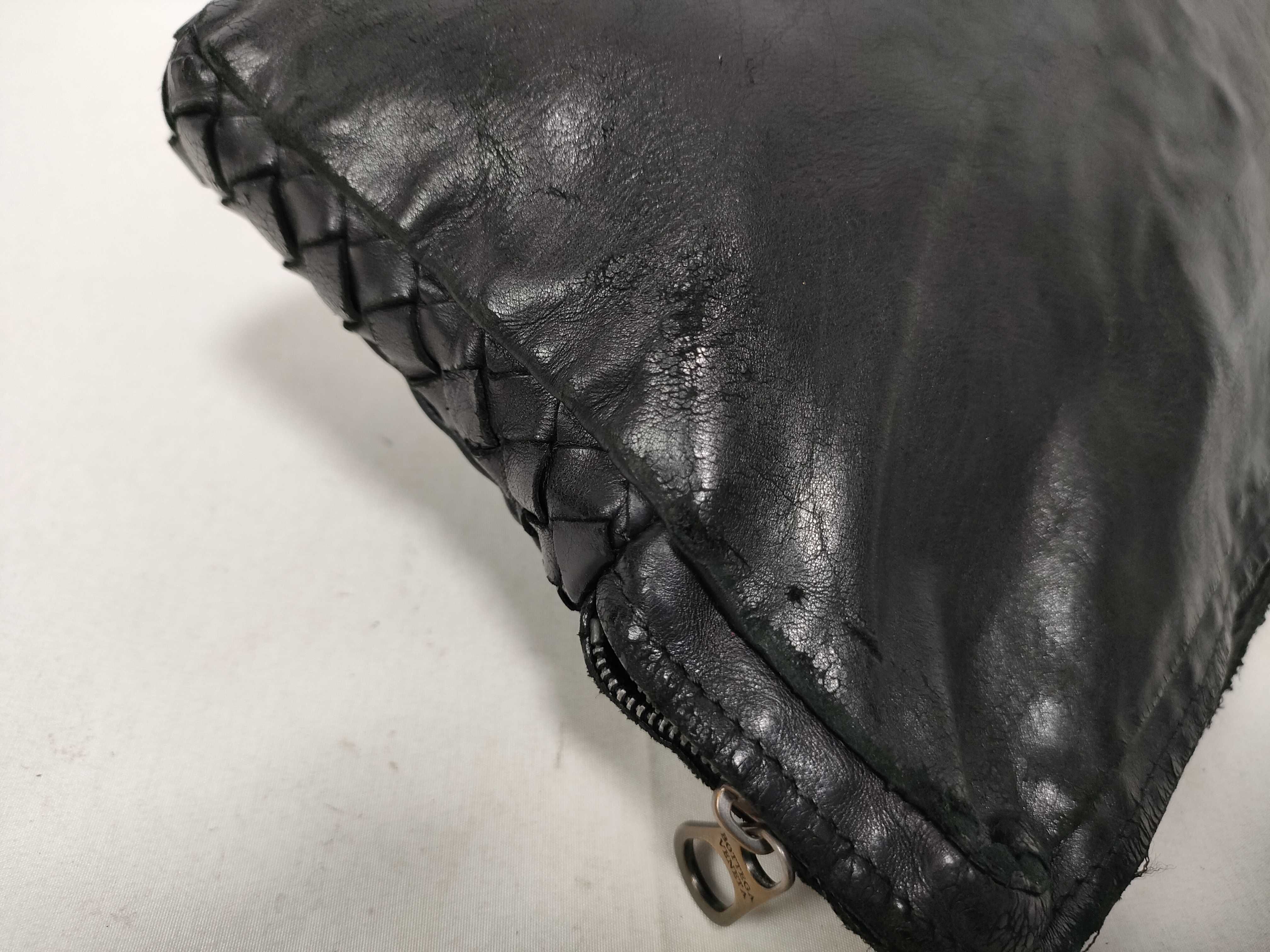 Clutch Bag, Second Bag, Handbag, Leather, Intrecciato, Black. — view 7