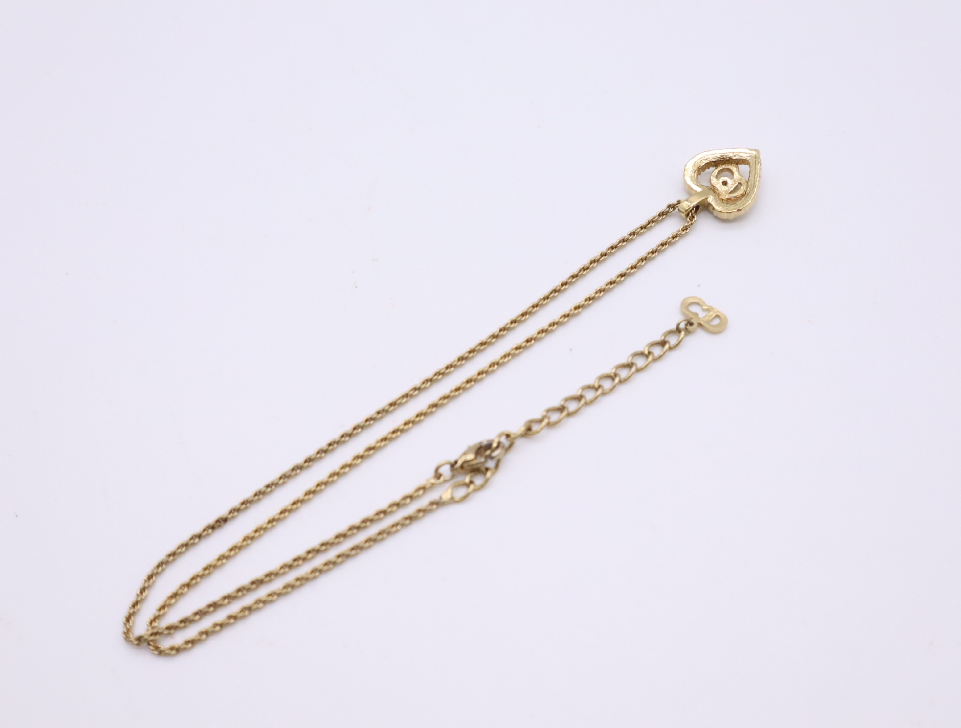 GPCD logo heart motif rhinestone necklace, with box. — view 2