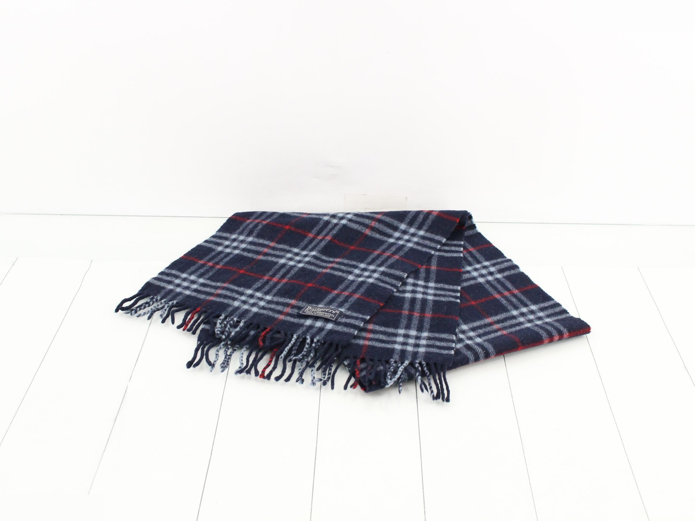 Nova Check Scarf, Navy, with tags. — view 2