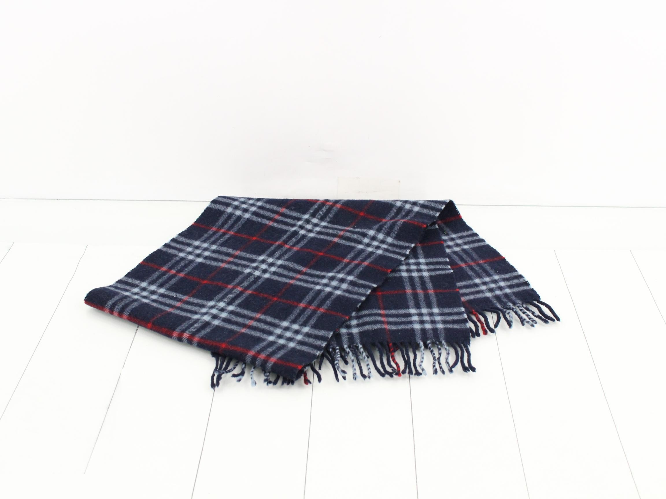 Nova Check Scarf, Navy, with tags. — view 3