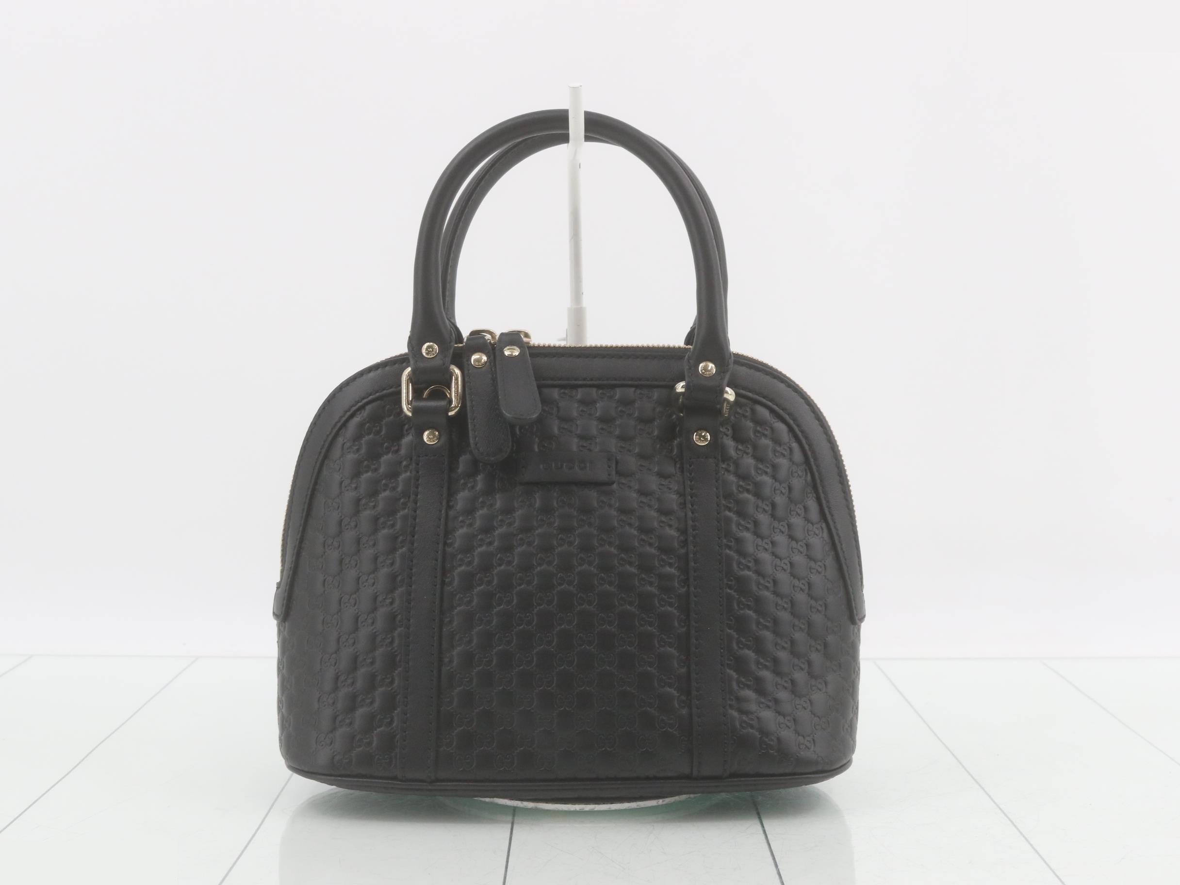 Microguccissima Leather 2-Way Handbag, Black