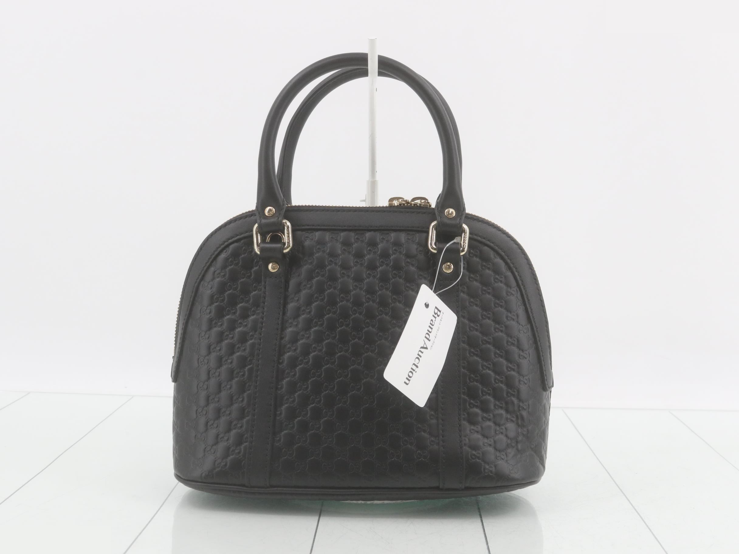 Microguccissima Leather 2-Way Handbag, Black — view 2