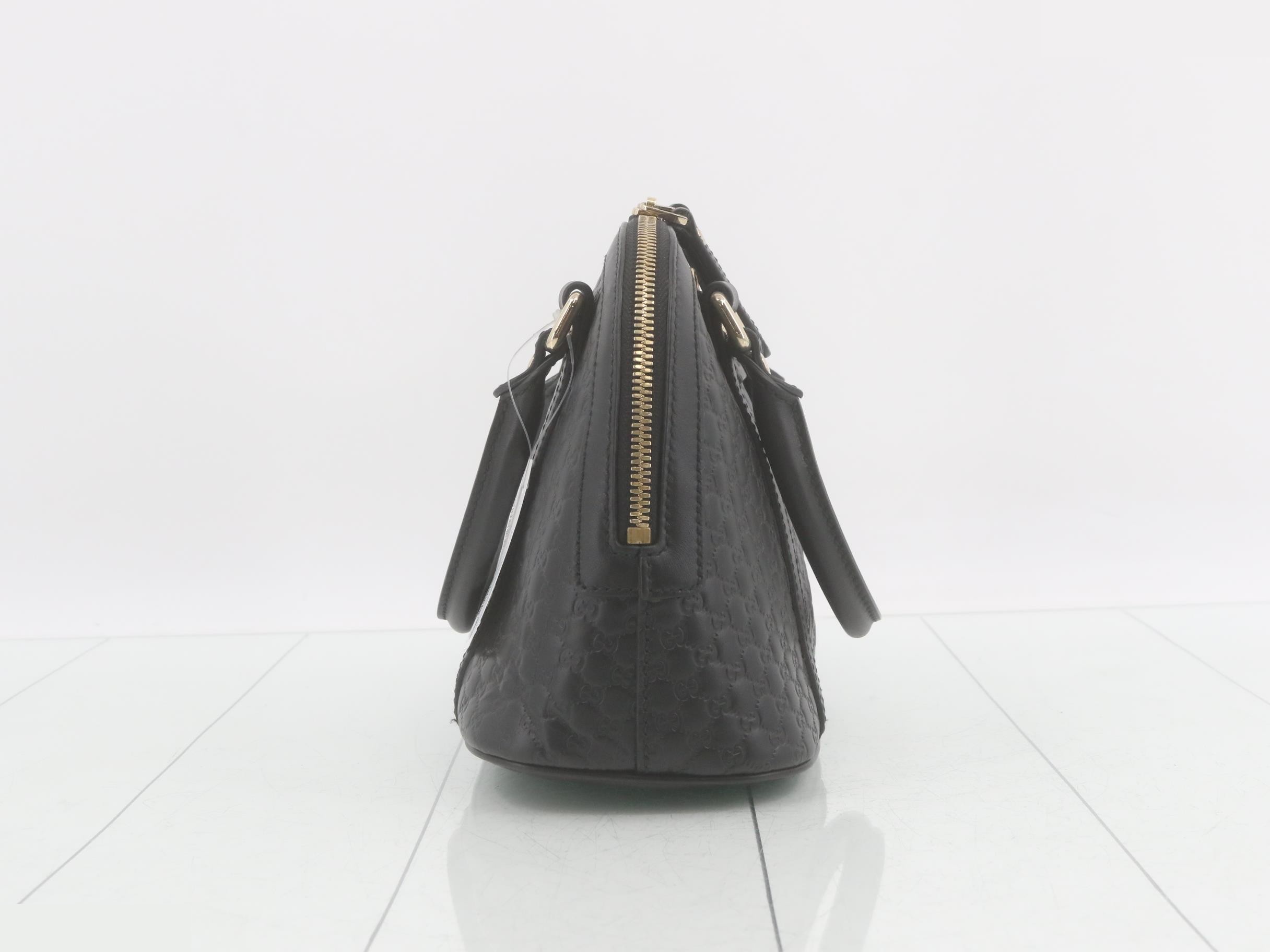 Microguccissima Leather 2-Way Handbag, Black — view 4