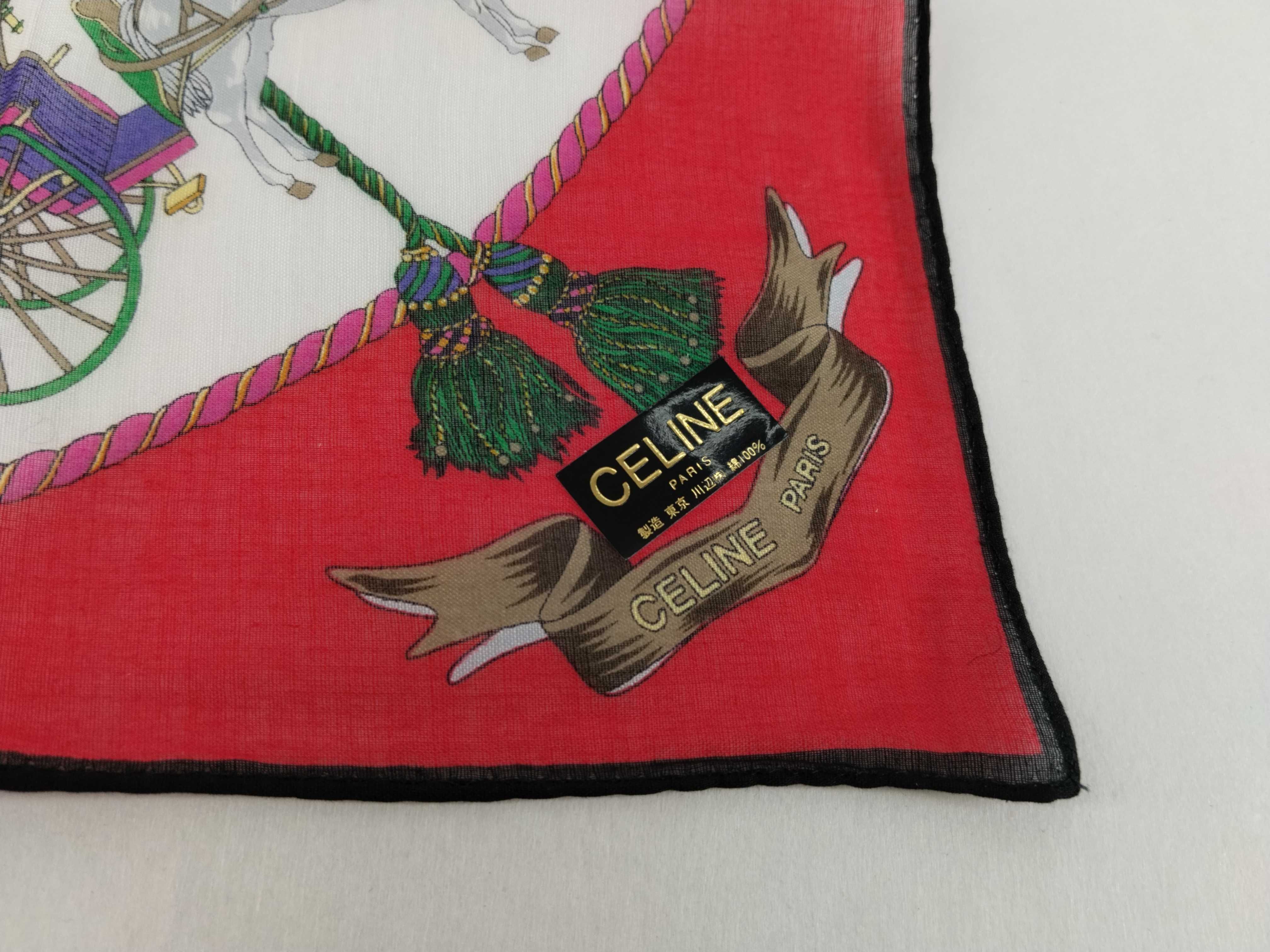 handkerchief scarf with sticker, logo, carriage pattern, red, tassel, and other accessories. — view 3
