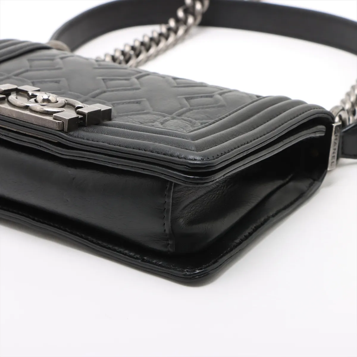 Boy Chanel 20 Small Lambskin Chain Shoulder Bag Black Gunmetal Hardware 17095426 17th Series A67085 — view 3