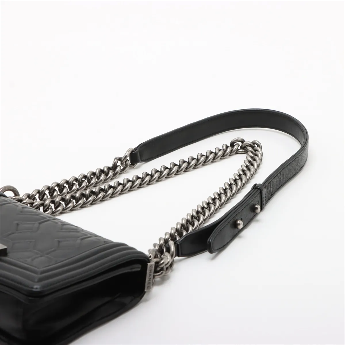 Boy Chanel 20 Small Lambskin Chain Shoulder Bag Black Gunmetal Hardware 17095426 17th Series A67085 — view 5