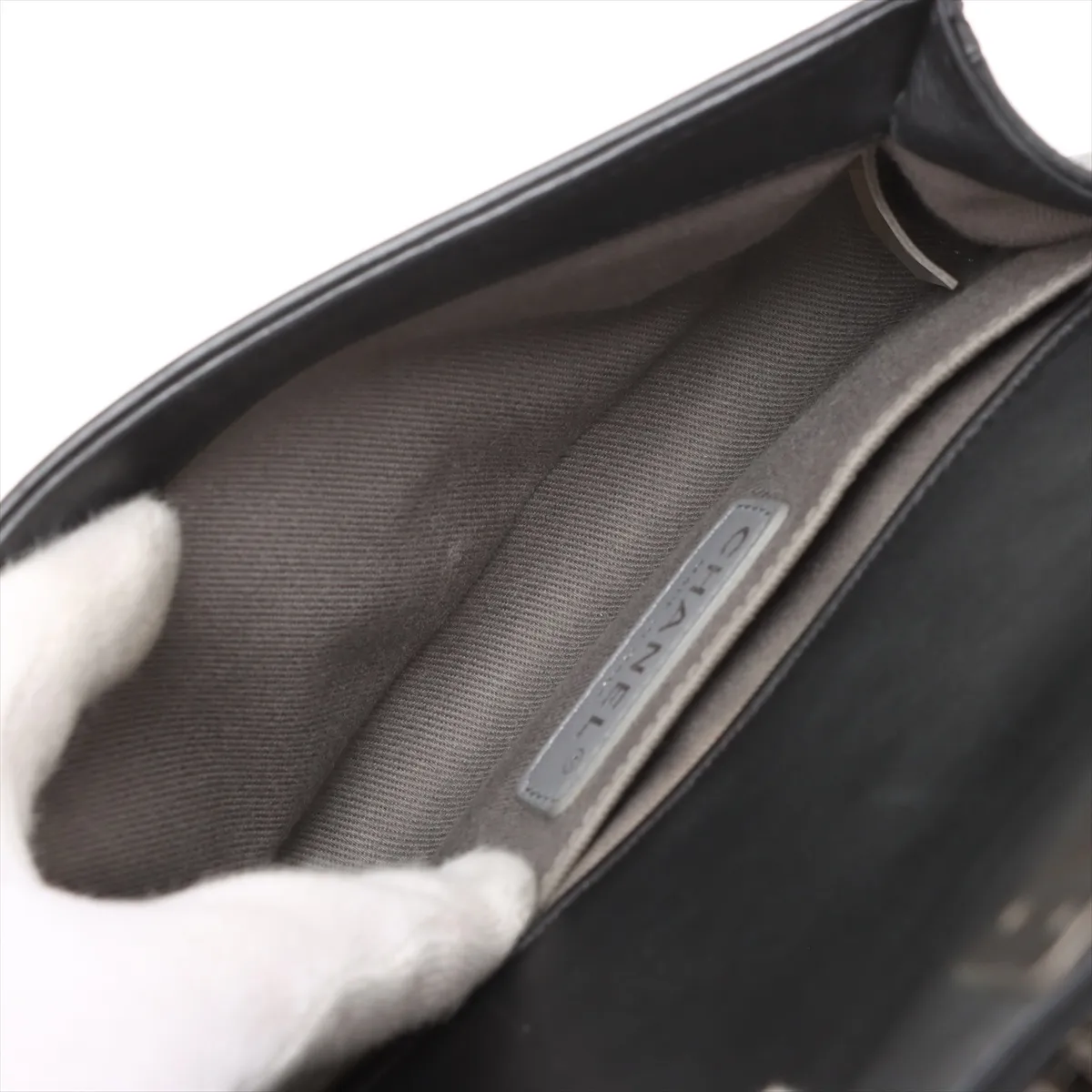 Boy Chanel 20 Small Lambskin Chain Shoulder Bag Black Gunmetal Hardware 17095426 17th Series A67085 — view 6