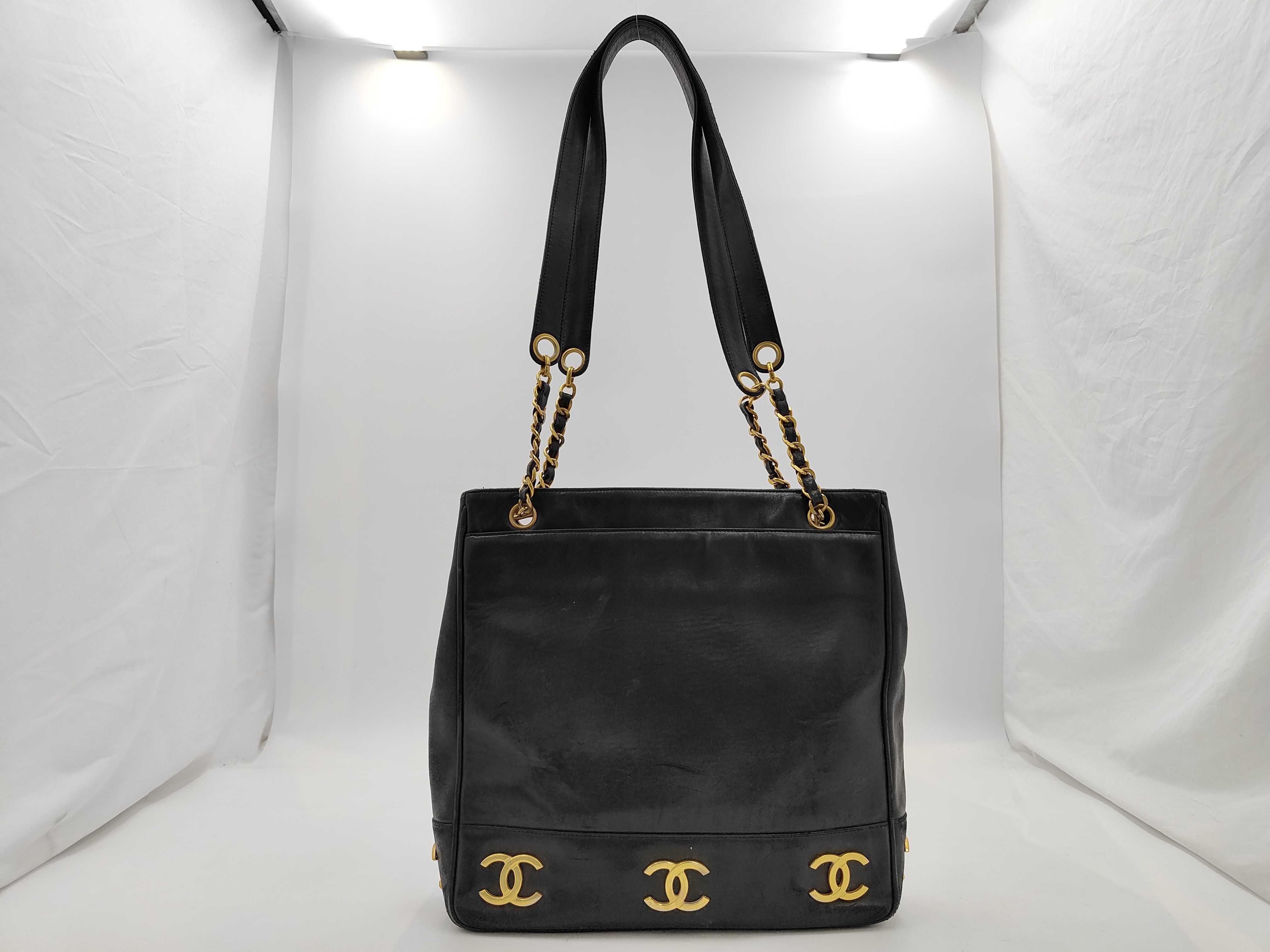 Triple Coco Chain Tote Bag, Lambskin Shoulder Bag