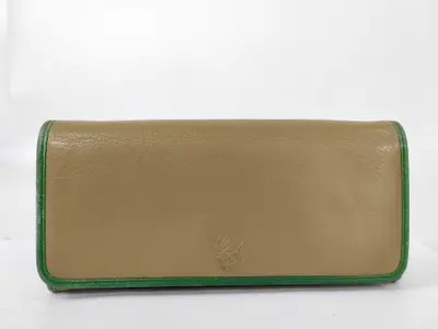 long wallet, beige x green.