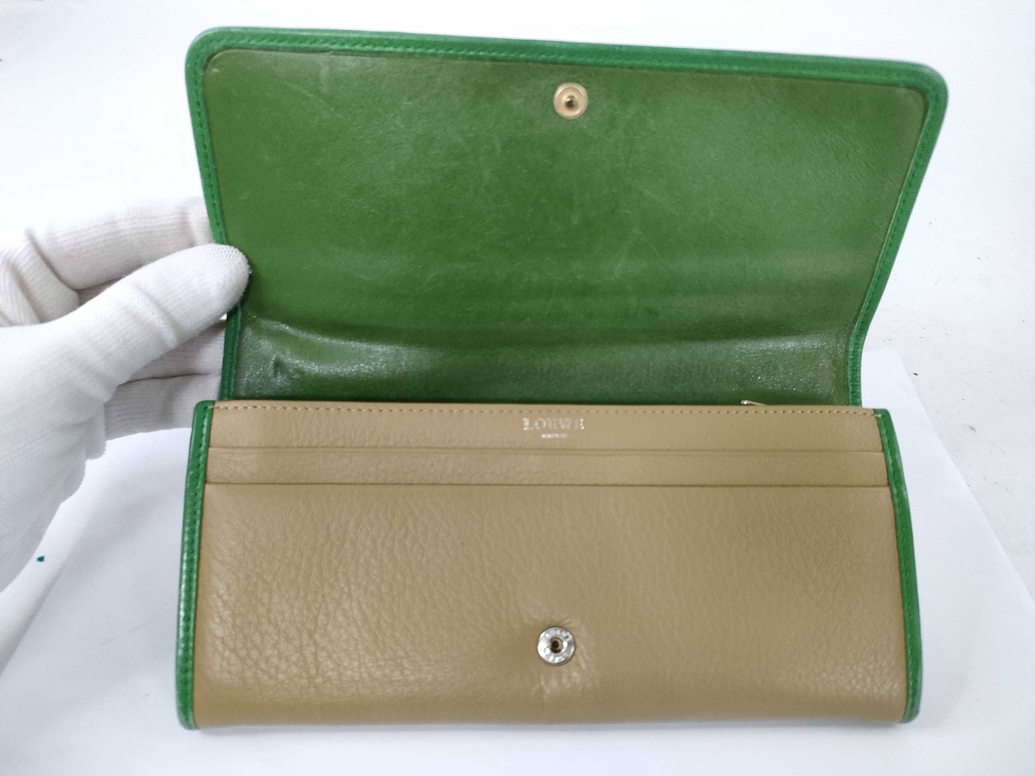 long wallet, beige x green. — view 7
