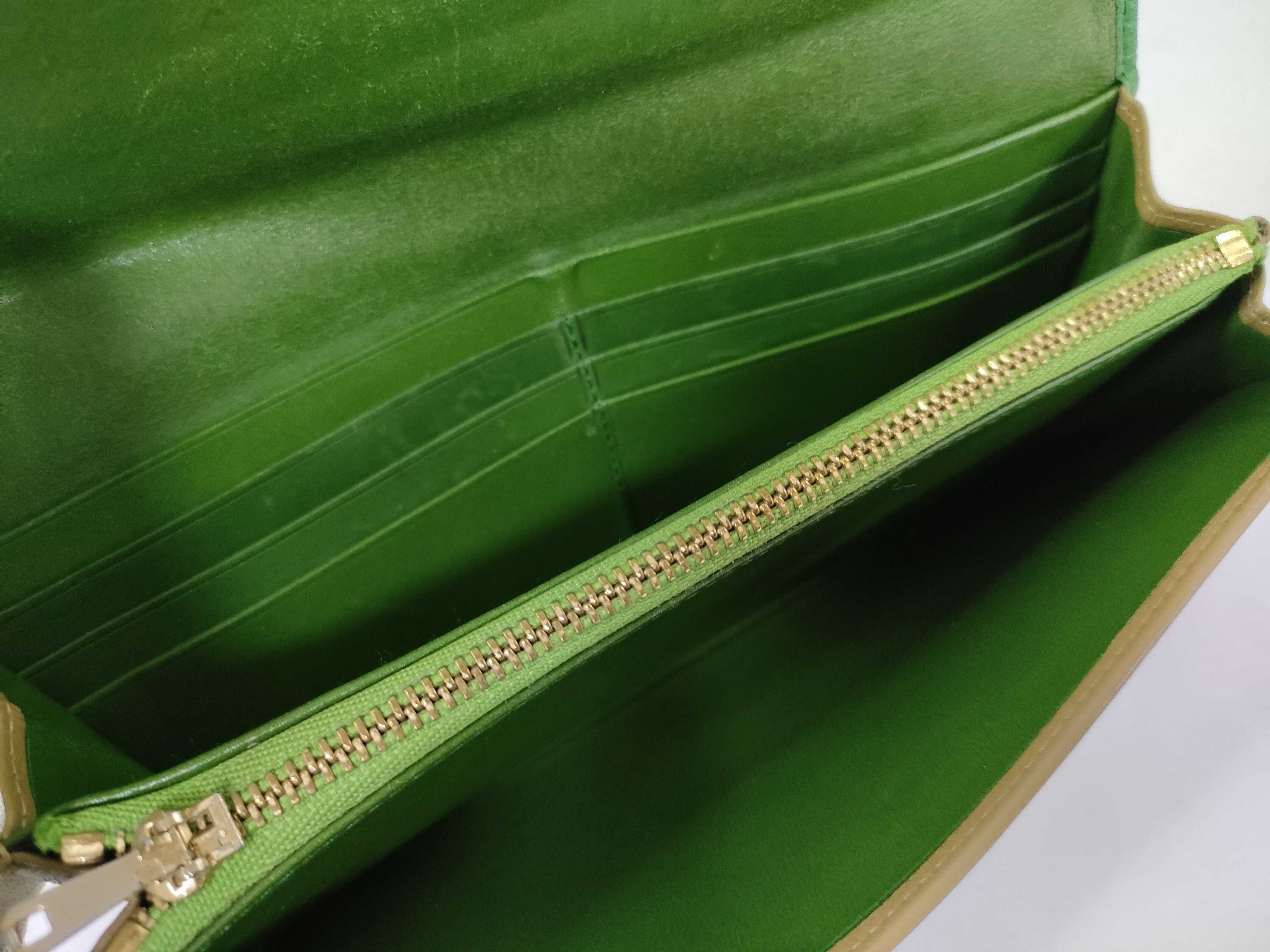 long wallet, beige x green. — view 8