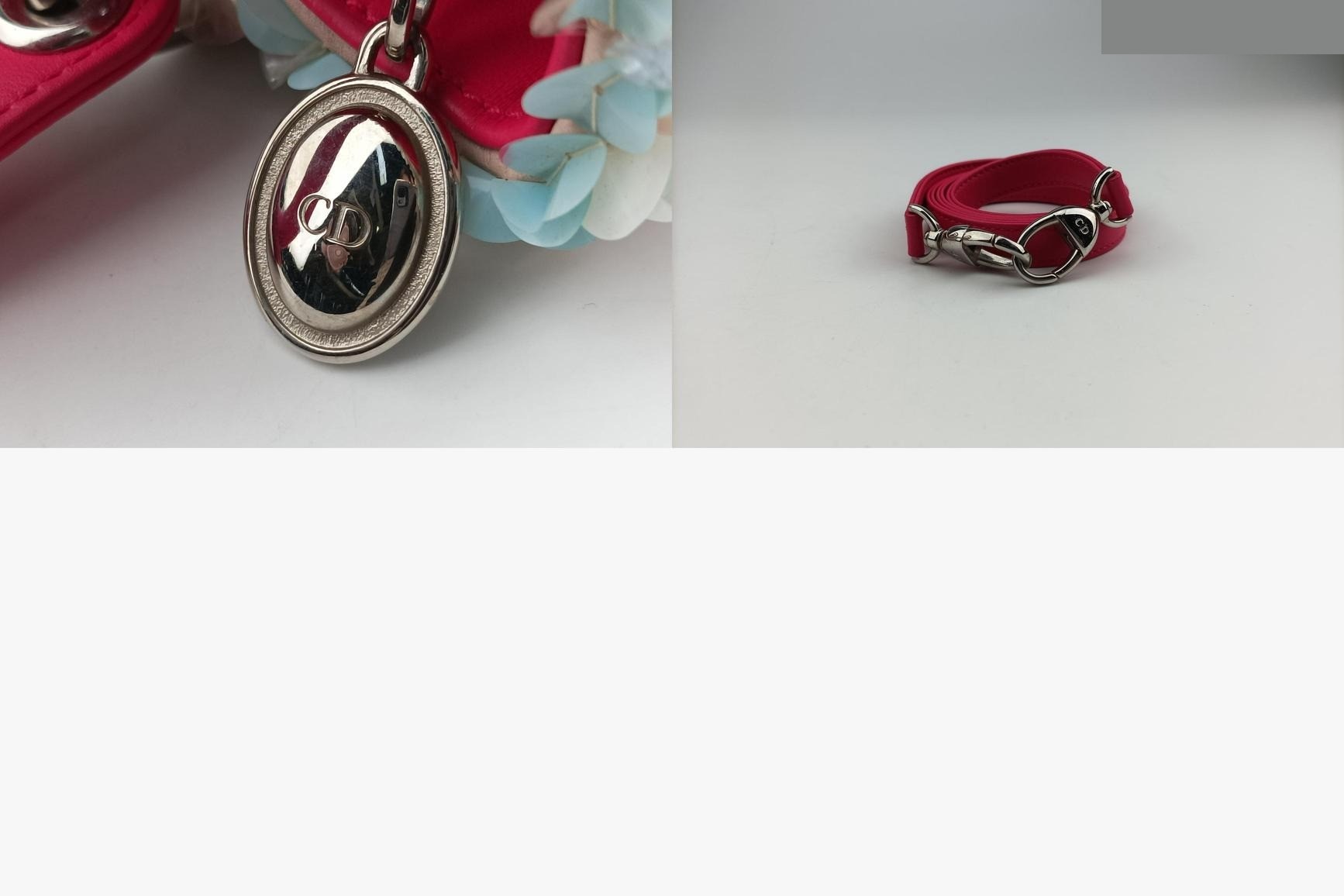Medium tweed sequin Lady Dior canvas x leather pink — view 11