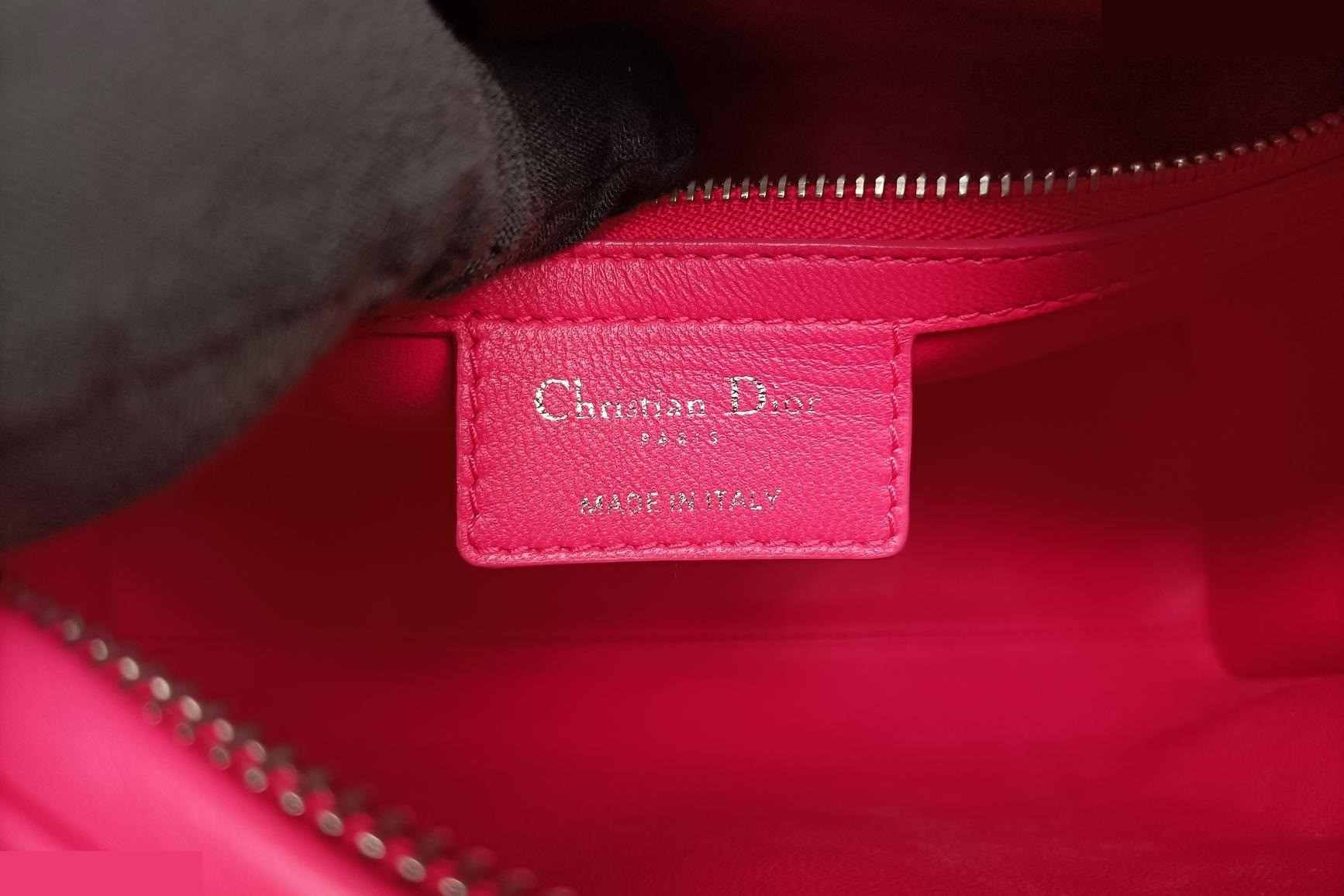 Medium tweed sequin Lady Dior canvas x leather pink — view 7