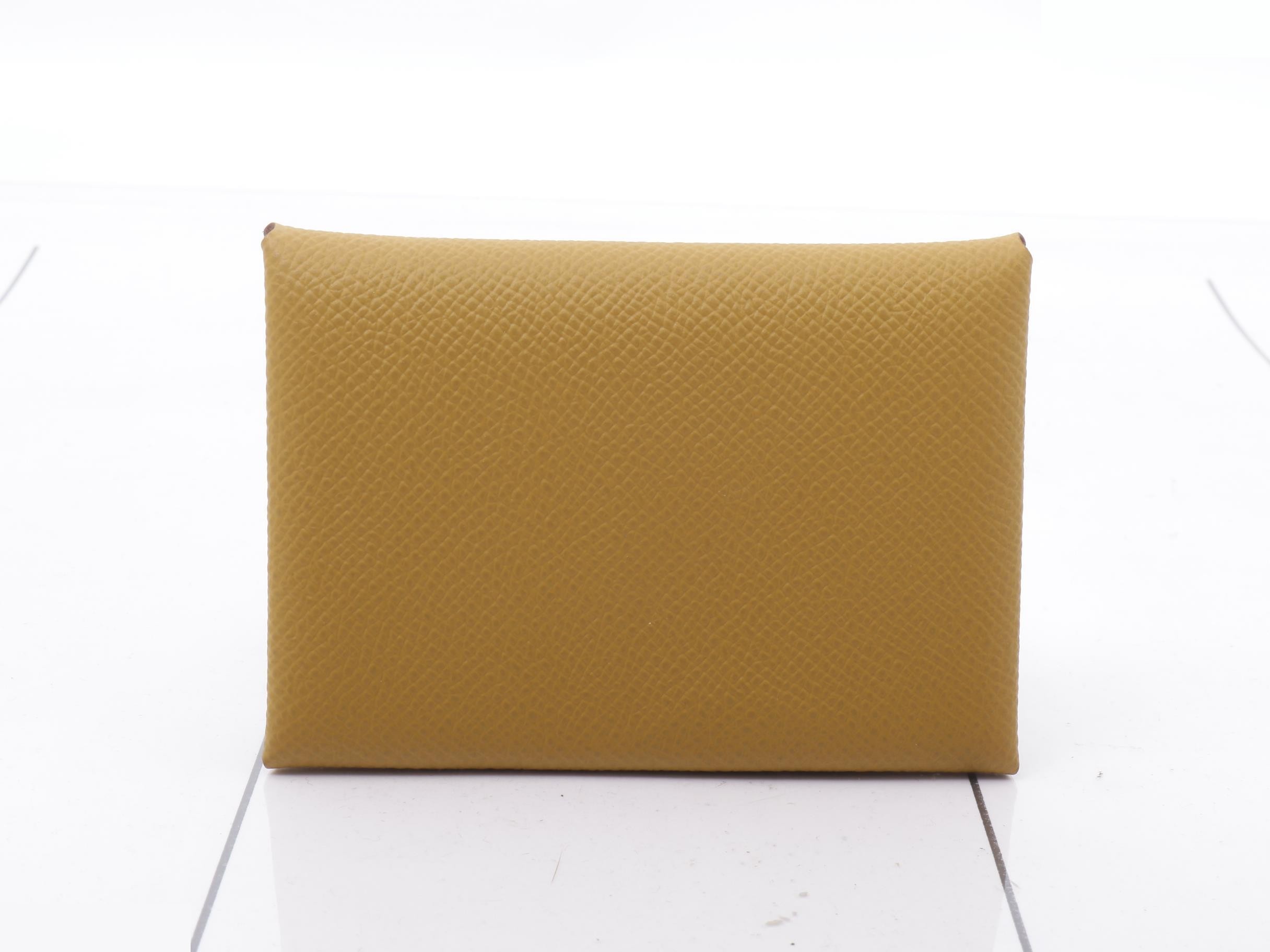 Calvi Duo Coin Card Case, G Stamp, Epsom Leather, Unused, Brown Tone