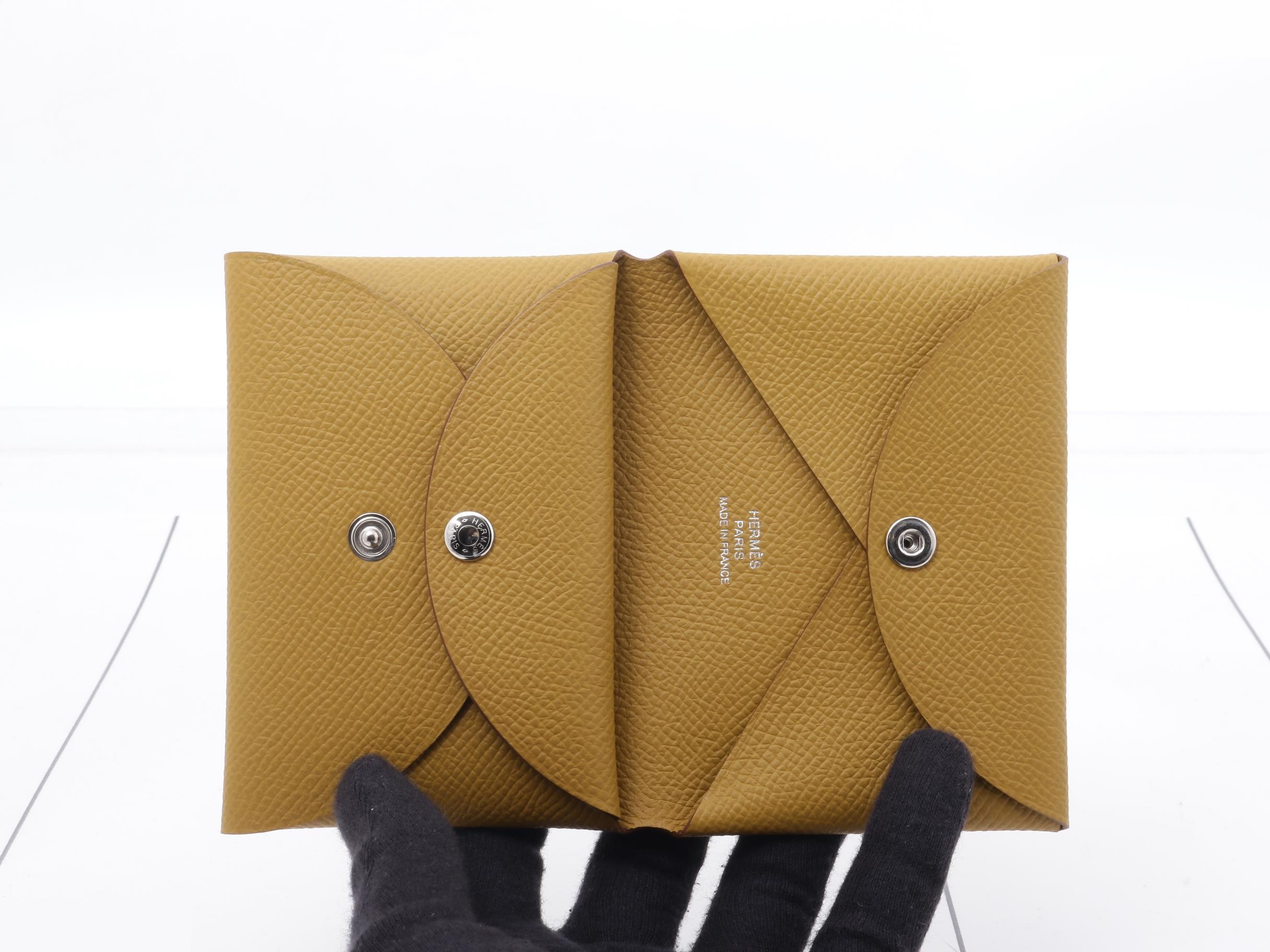 Calvi Duo Coin Card Case, G Stamp, Epsom Leather, Unused, Brown Tone — view 4