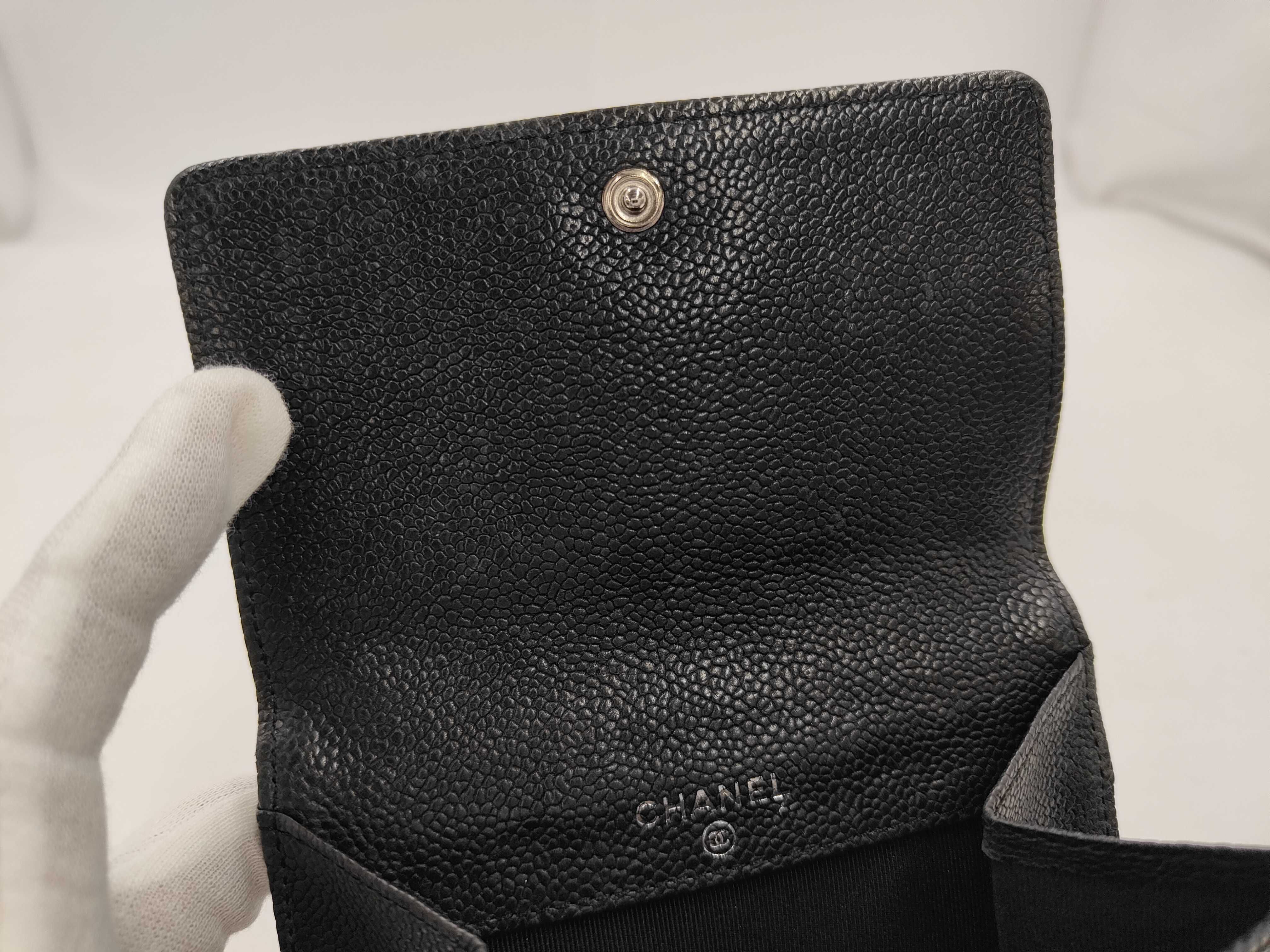 bi-fold wallet, caviar leather, black, item number 10, with seal and box. — view 6