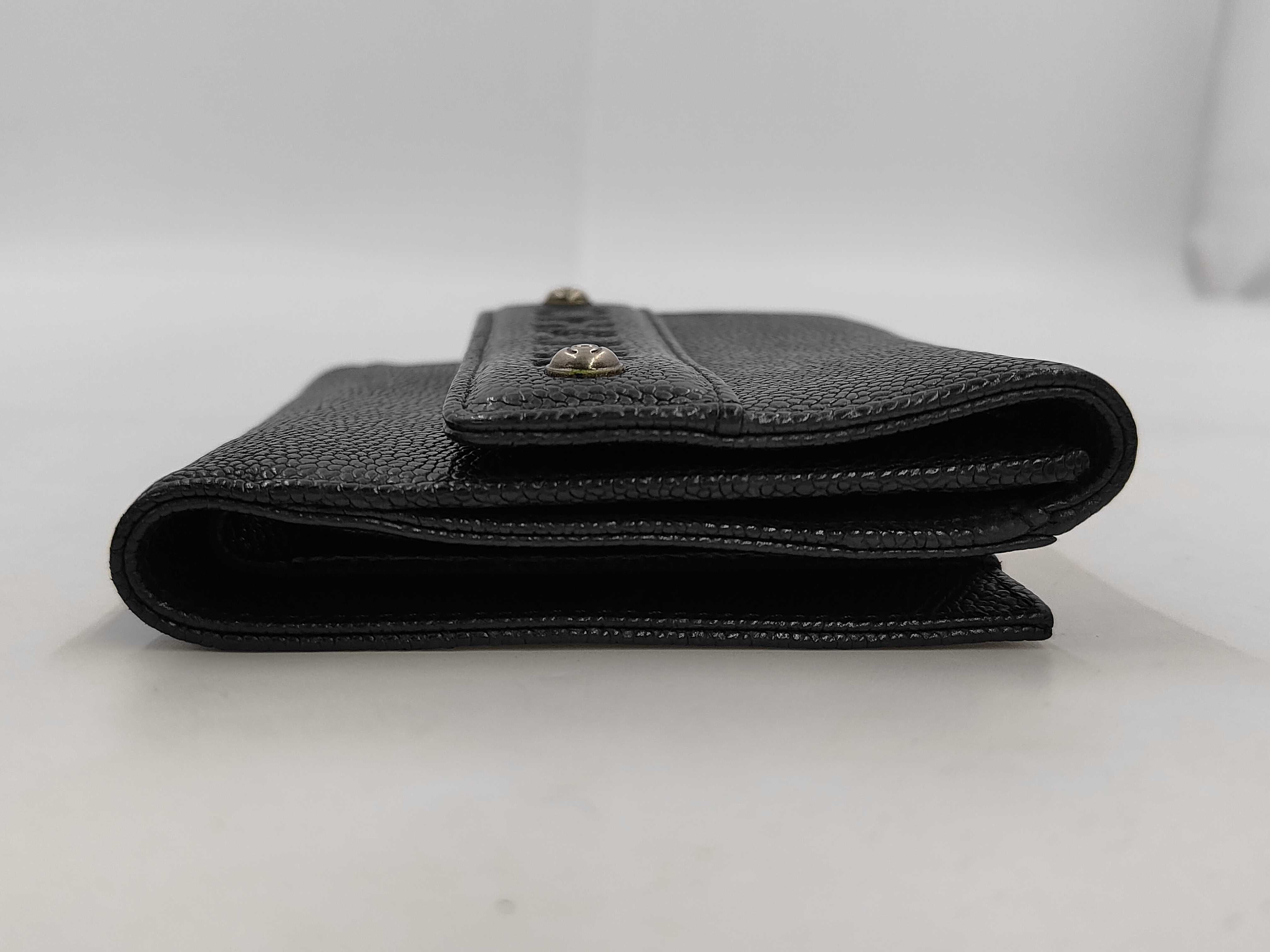 bi-fold wallet, caviar leather, black, item number 10, with seal and box. — view 7