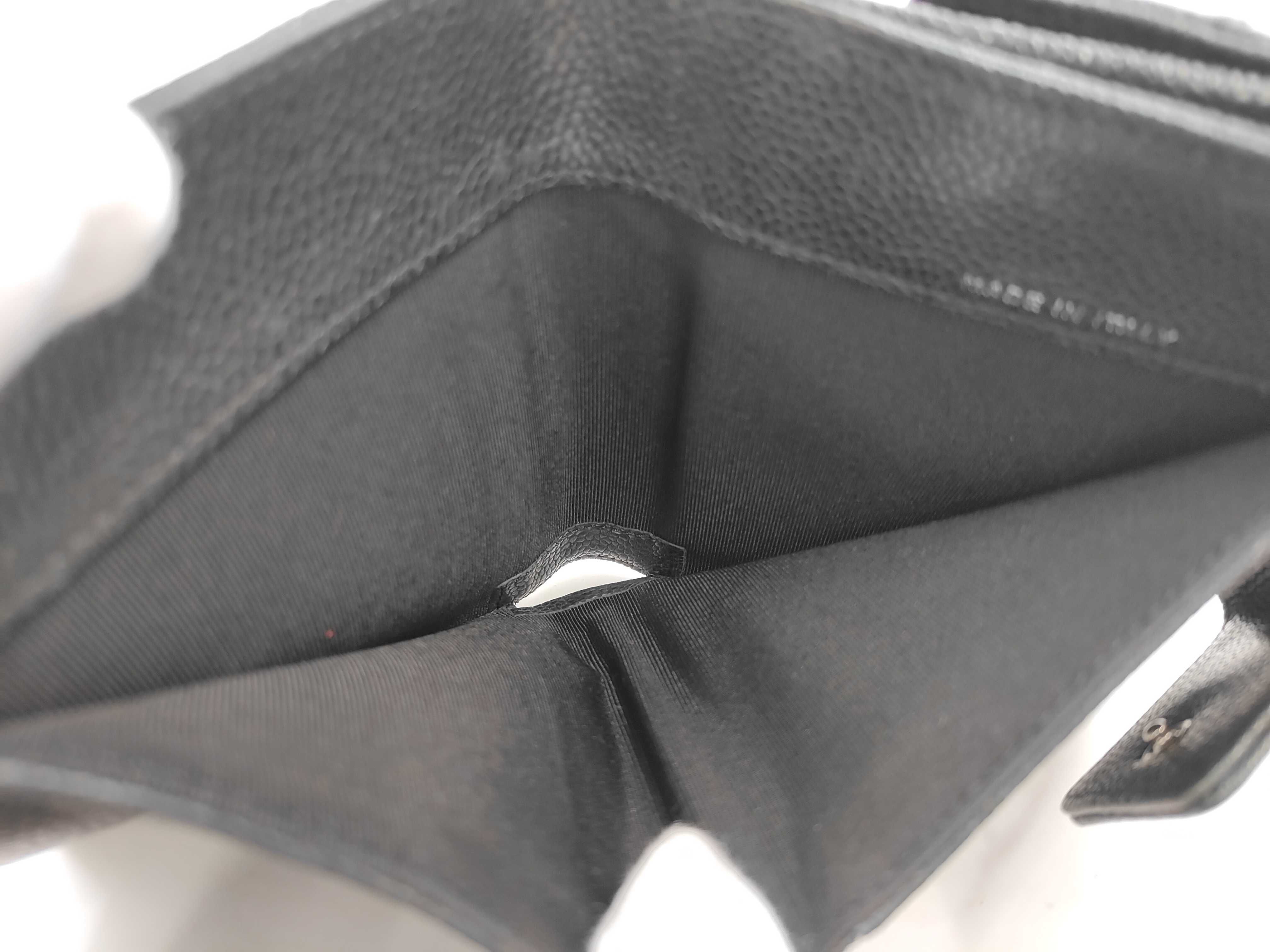bi-fold wallet, caviar leather, black, item number 10, with seal and box. — view 9