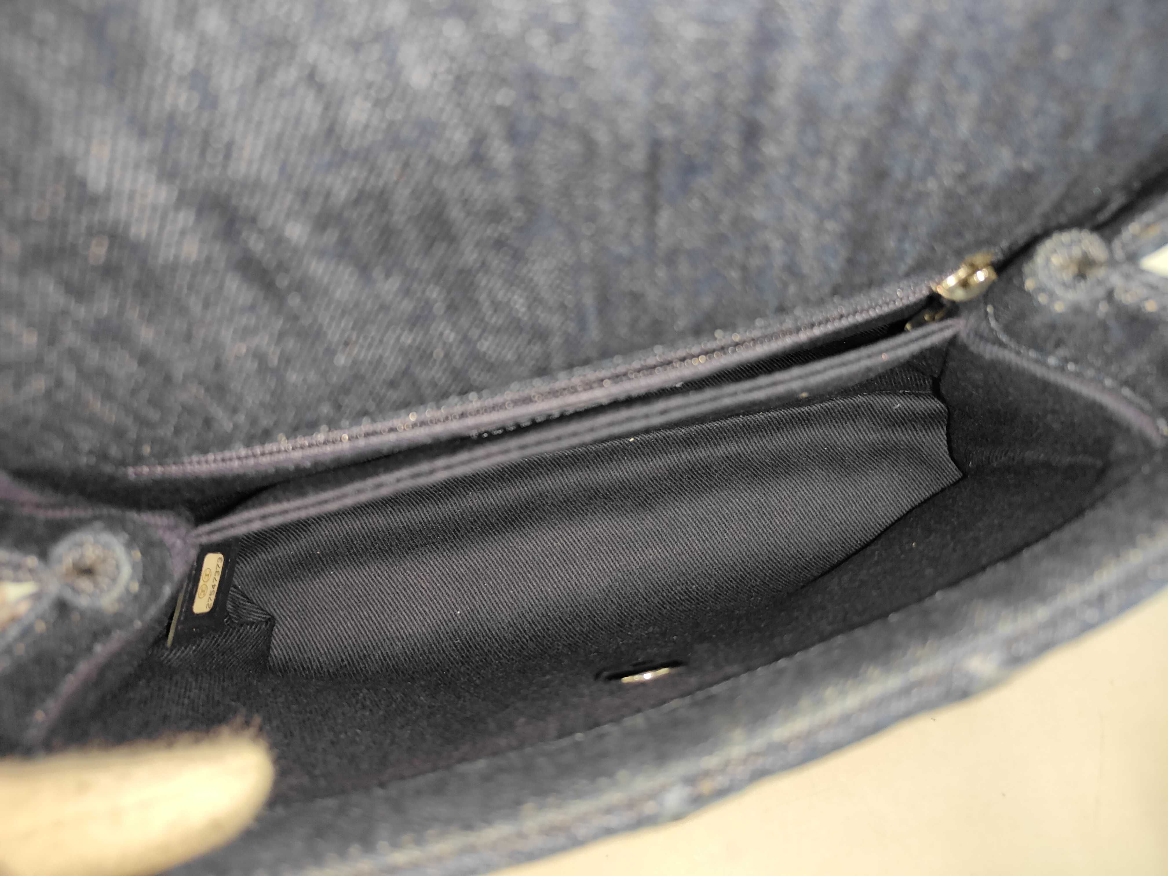 Denim Coco Handle Shoulder Bag, Navy, Series 27 — view 9