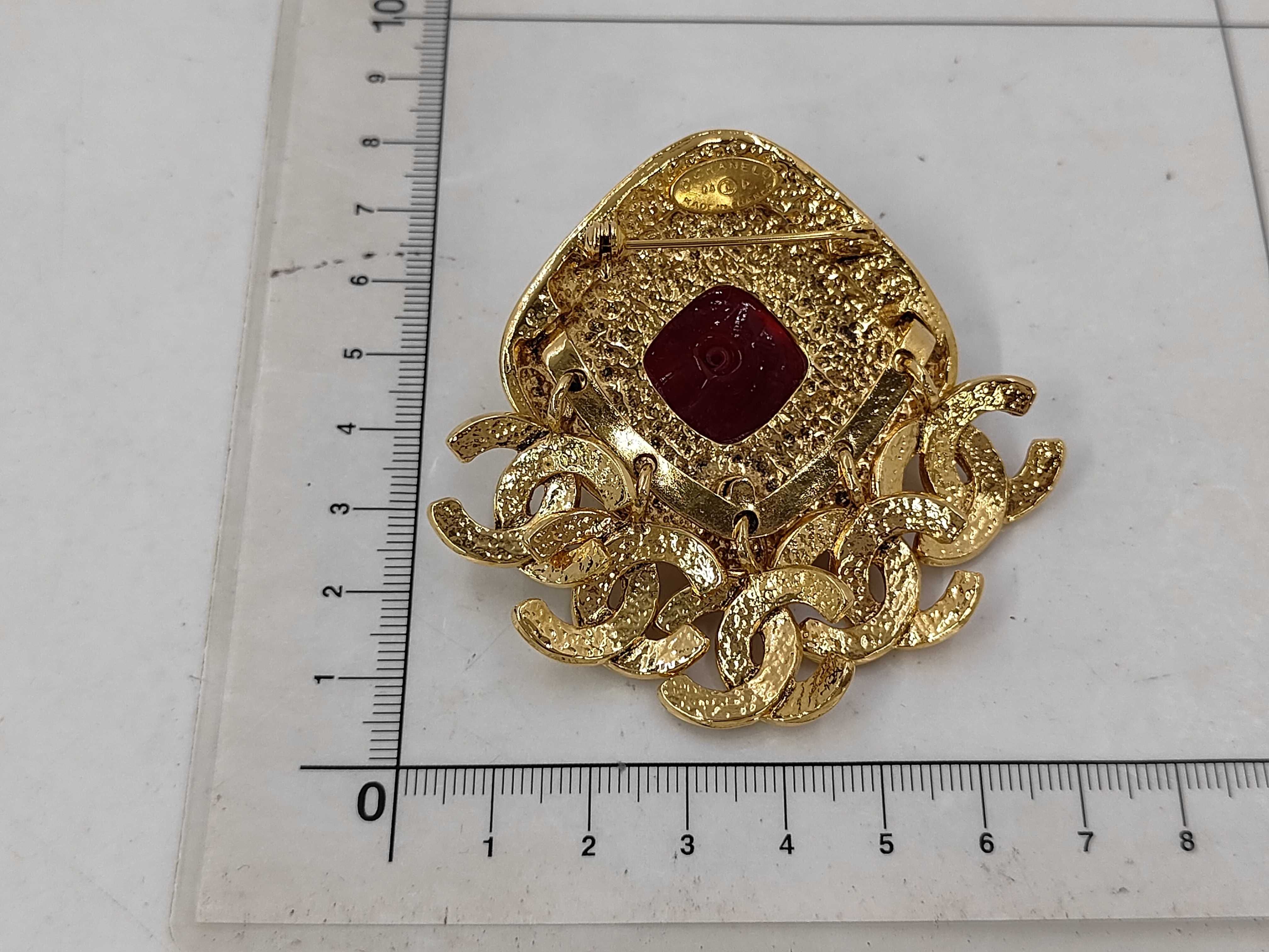 Triple Coco Color Stone Brooch, with original packaging and box, 94P (Excellent Condition) — view 2