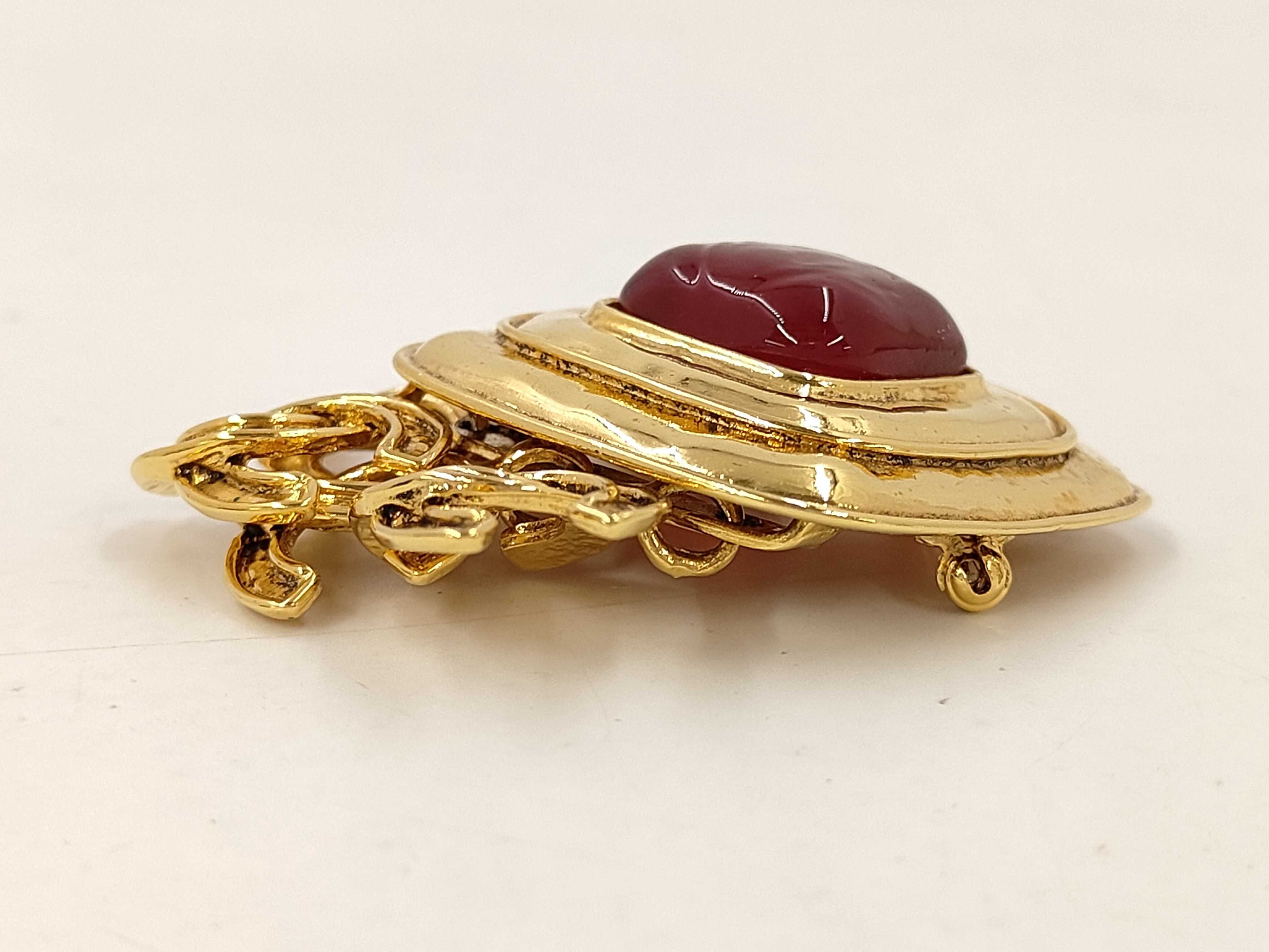 Triple Coco Color Stone Brooch, with original packaging and box, 94P (Excellent Condition) — view 3