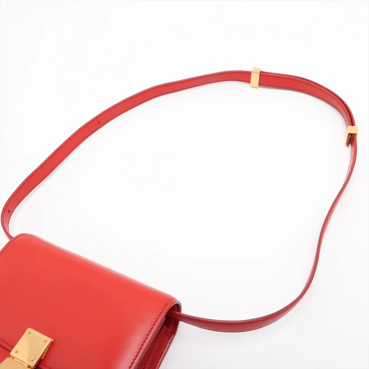 Classic Box Small Leather Shoulder Bag, Red — view 5