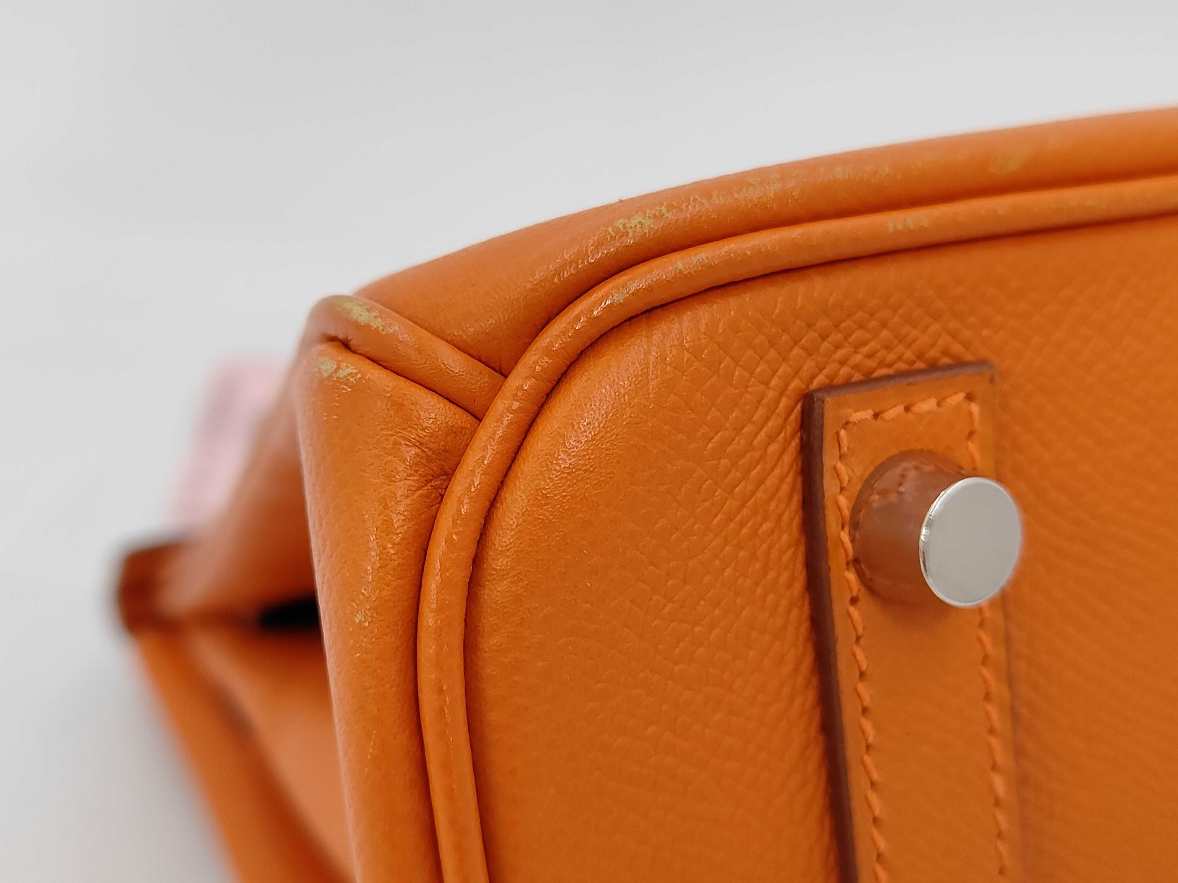 Birkin 30 Orange Silver Hardware H Handbag — view 6