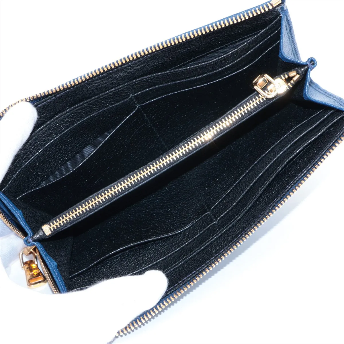 Madras Logo 5M1183 Leather Long Wallet Blue — view 3