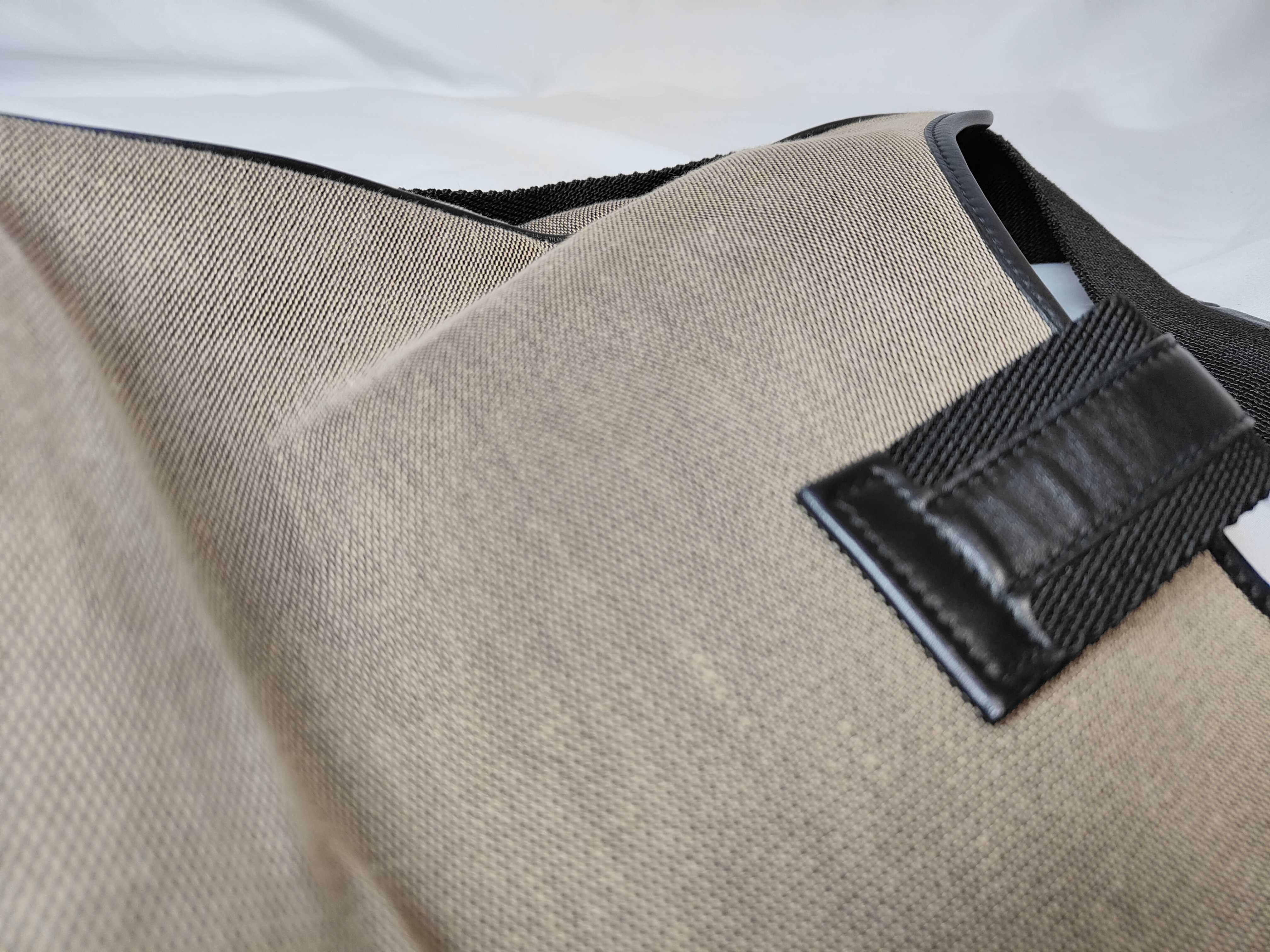 Jackie Shoulder Bag, Black x Beige Canvas x Leather, 92735 200047 — view 12