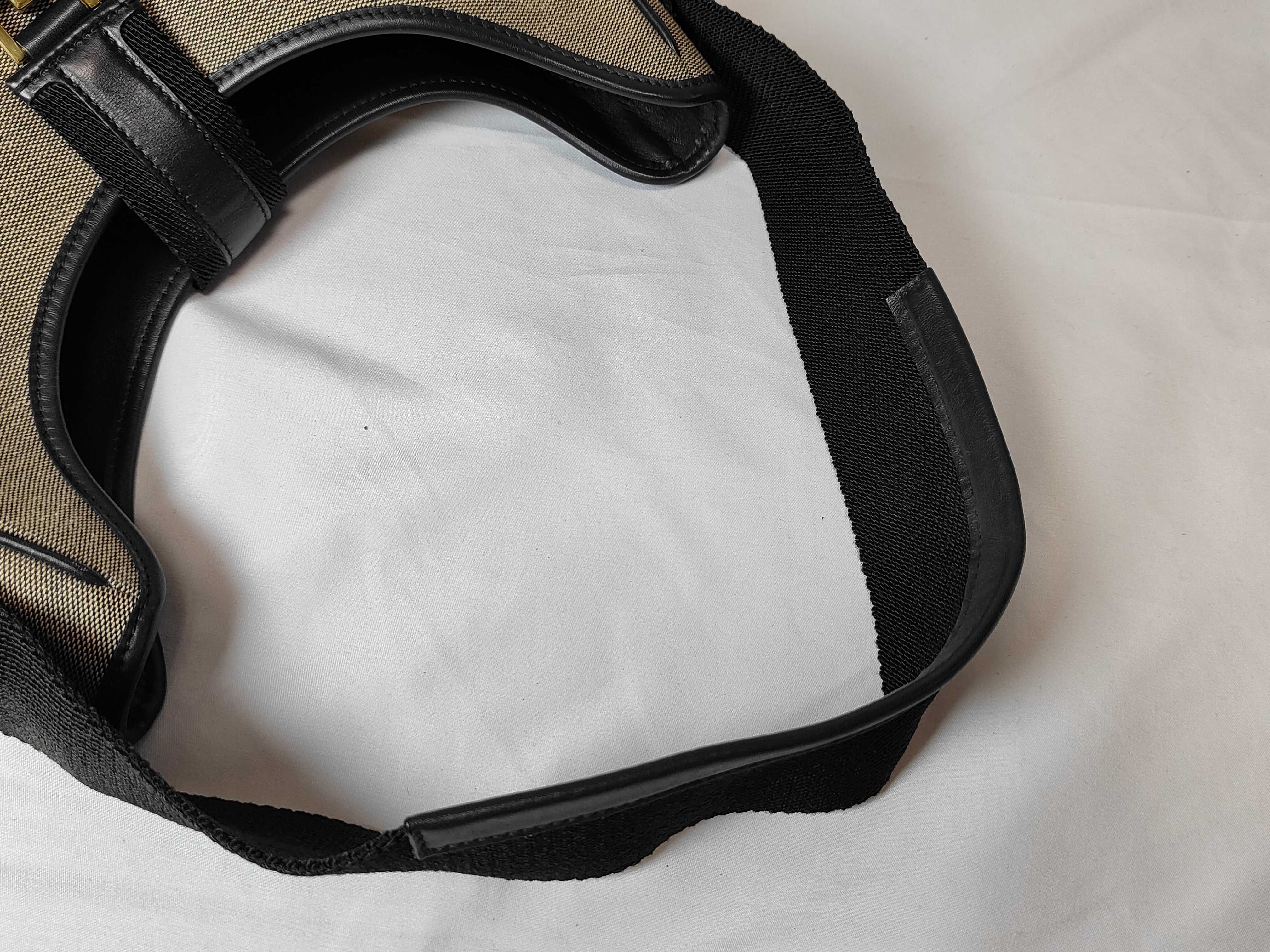 Jackie Shoulder Bag, Black x Beige Canvas x Leather, 92735 200047 — view 3