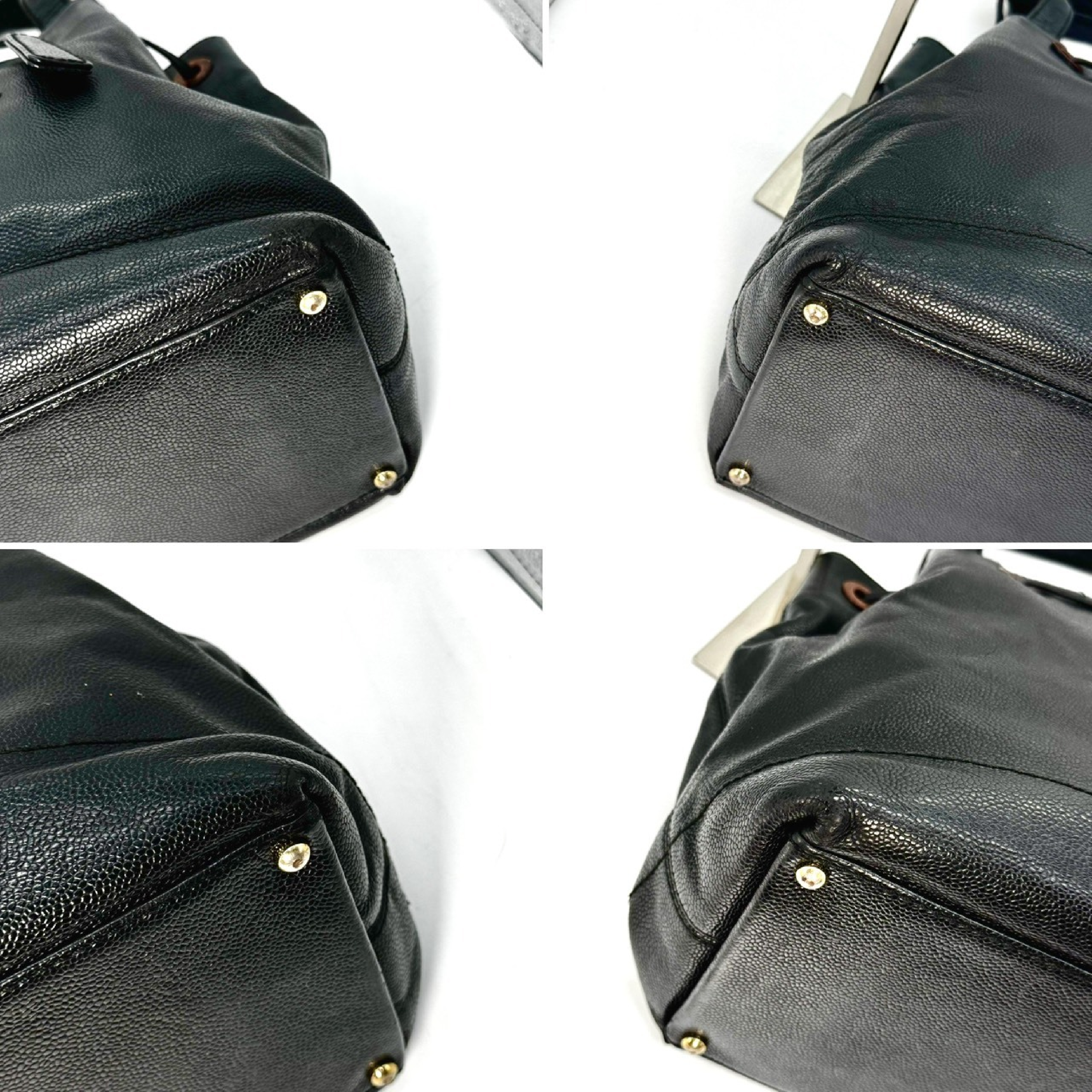 Coco Mark Caviar Skin Drawstring Tote Bag, Black, 11082538 Tote Bag — view 6