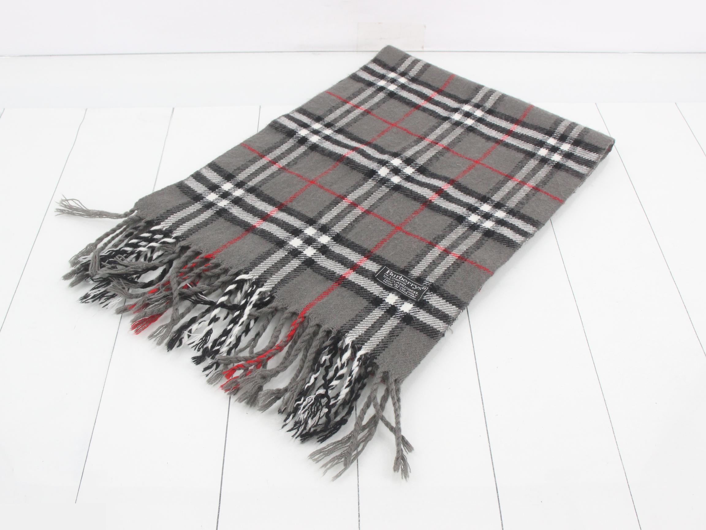 Nova Check Scarf, Gray, 100% Wool